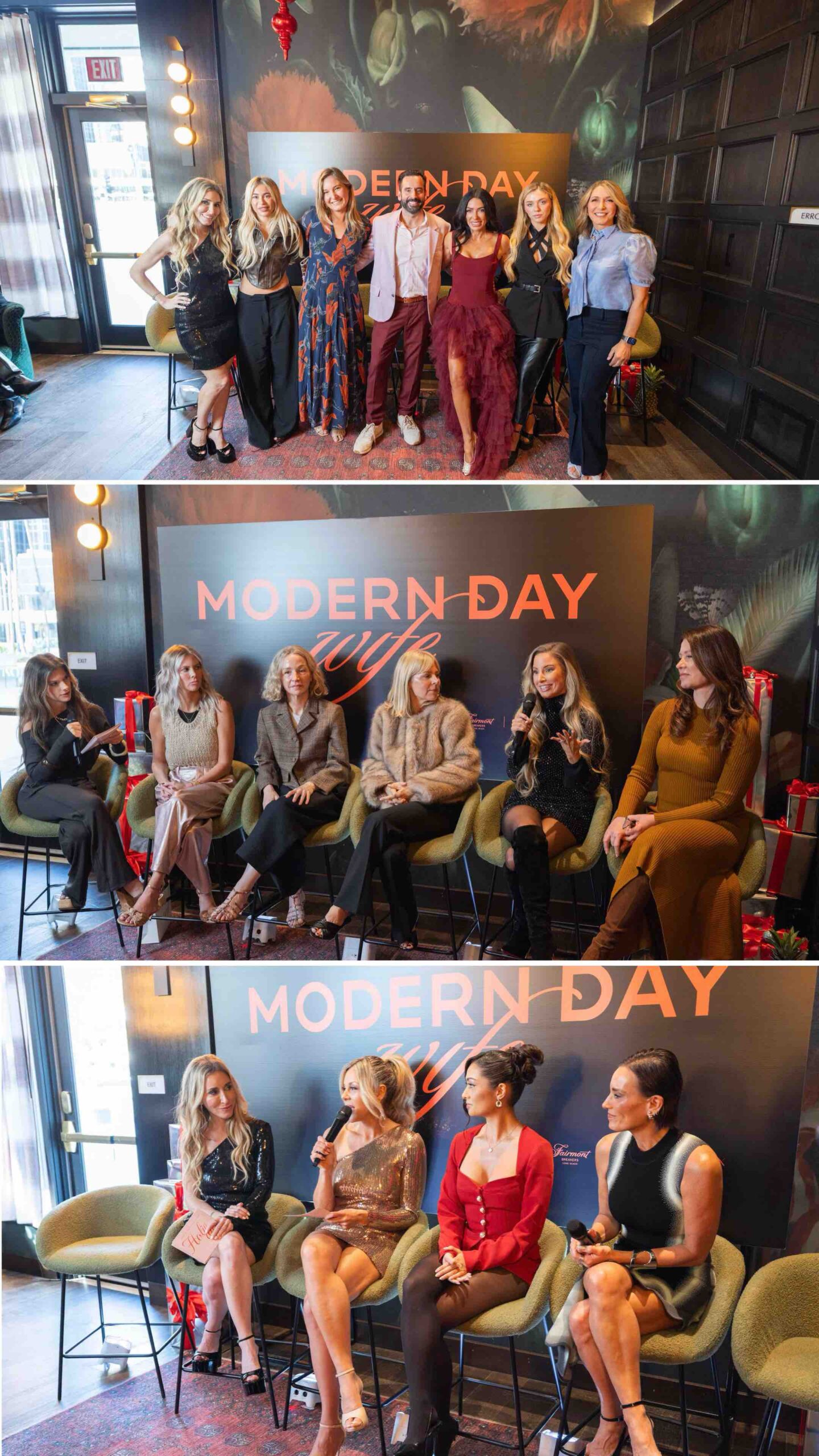 An image of the three panels at the Modern Day Wife holiday gifting event.