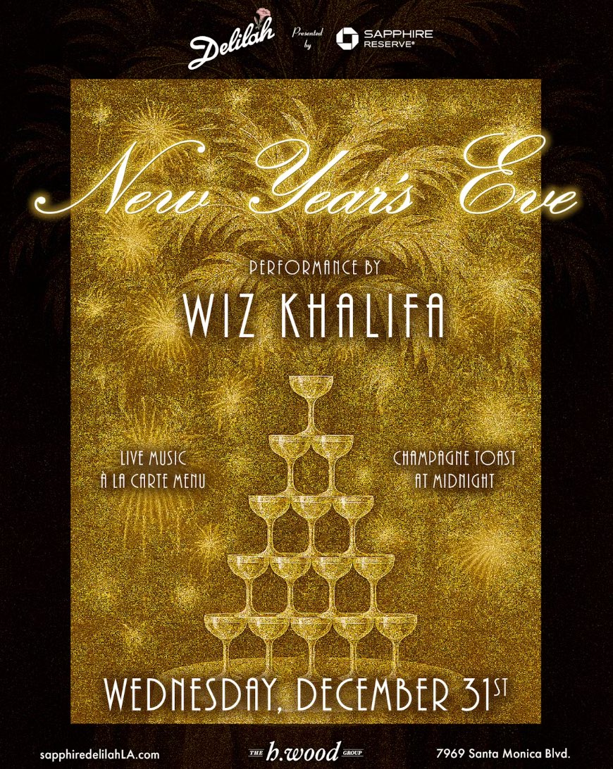 An image of the flyer for NYE at Delilah.