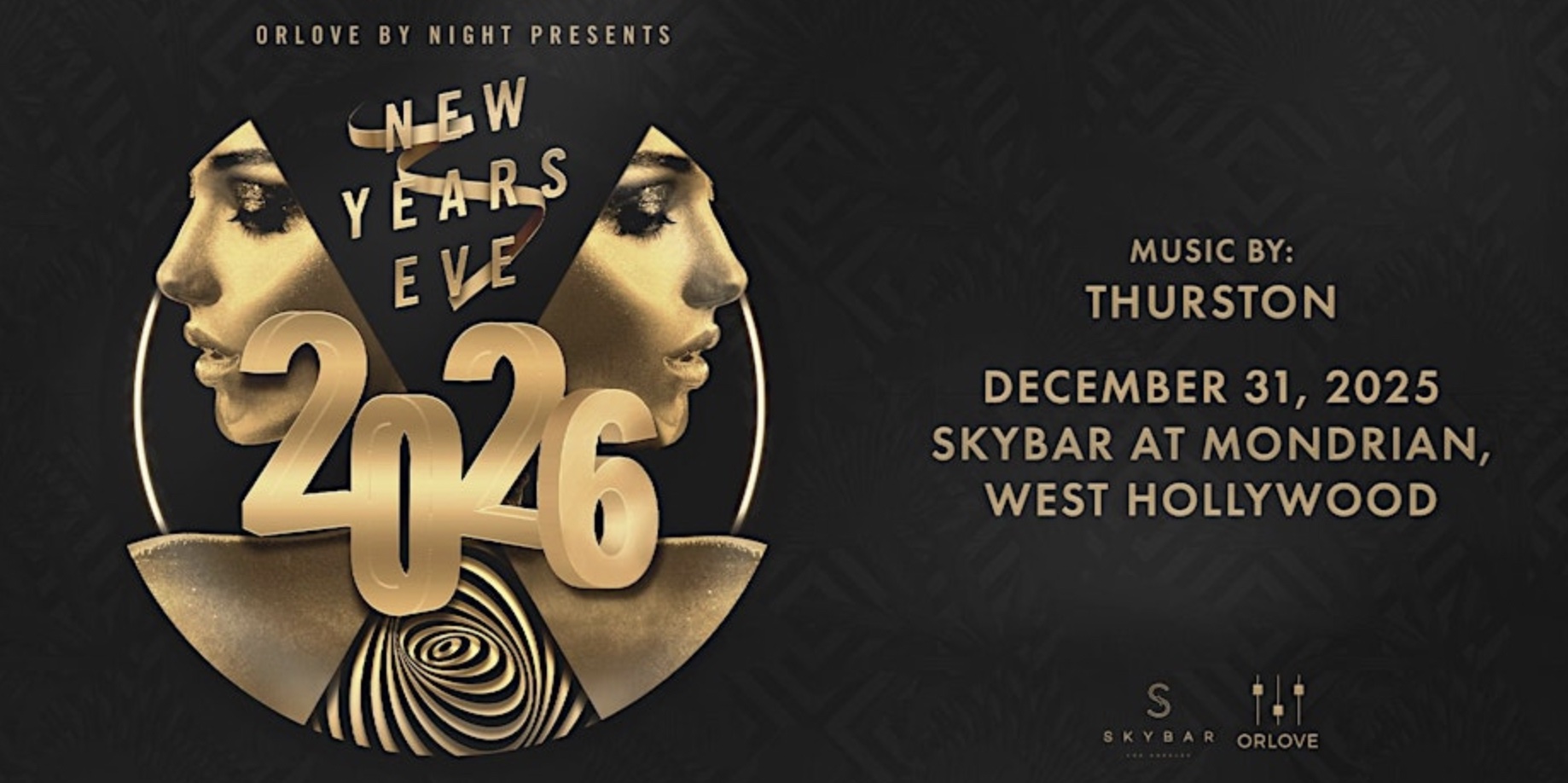 An image of the flyer for Skybar's 2026 NYE party.