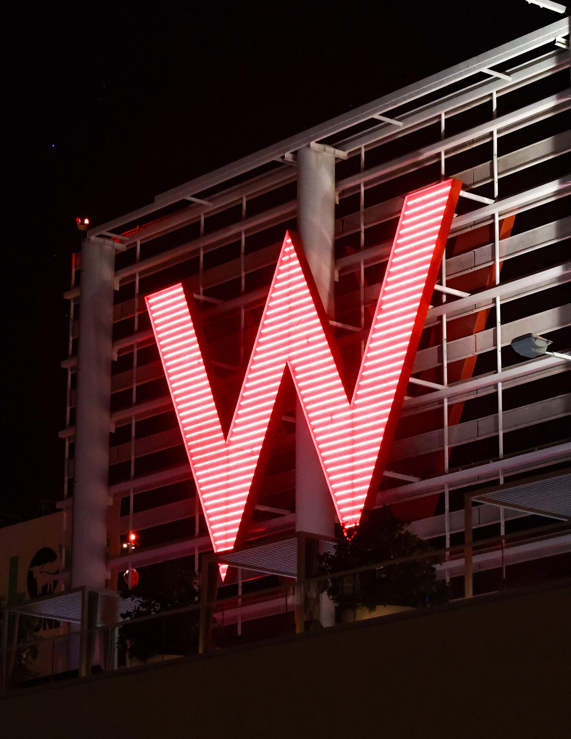 An image of the W sign at the W Hollywood