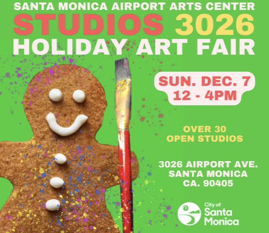 An image of the flyer for the Holiday Art Fair at the Santa Monica Airport Arts Center.