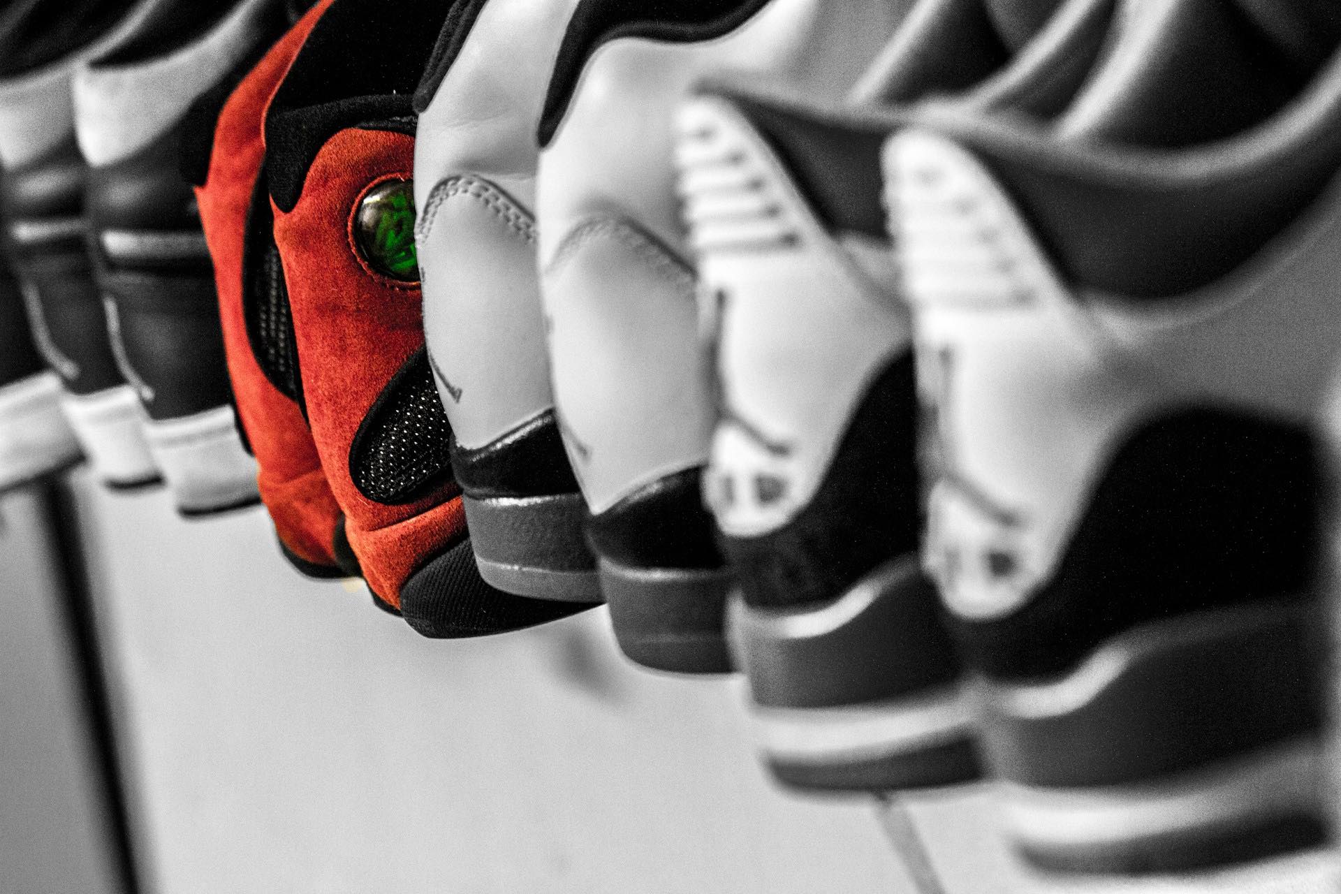 An image of several pairs of sneakers.