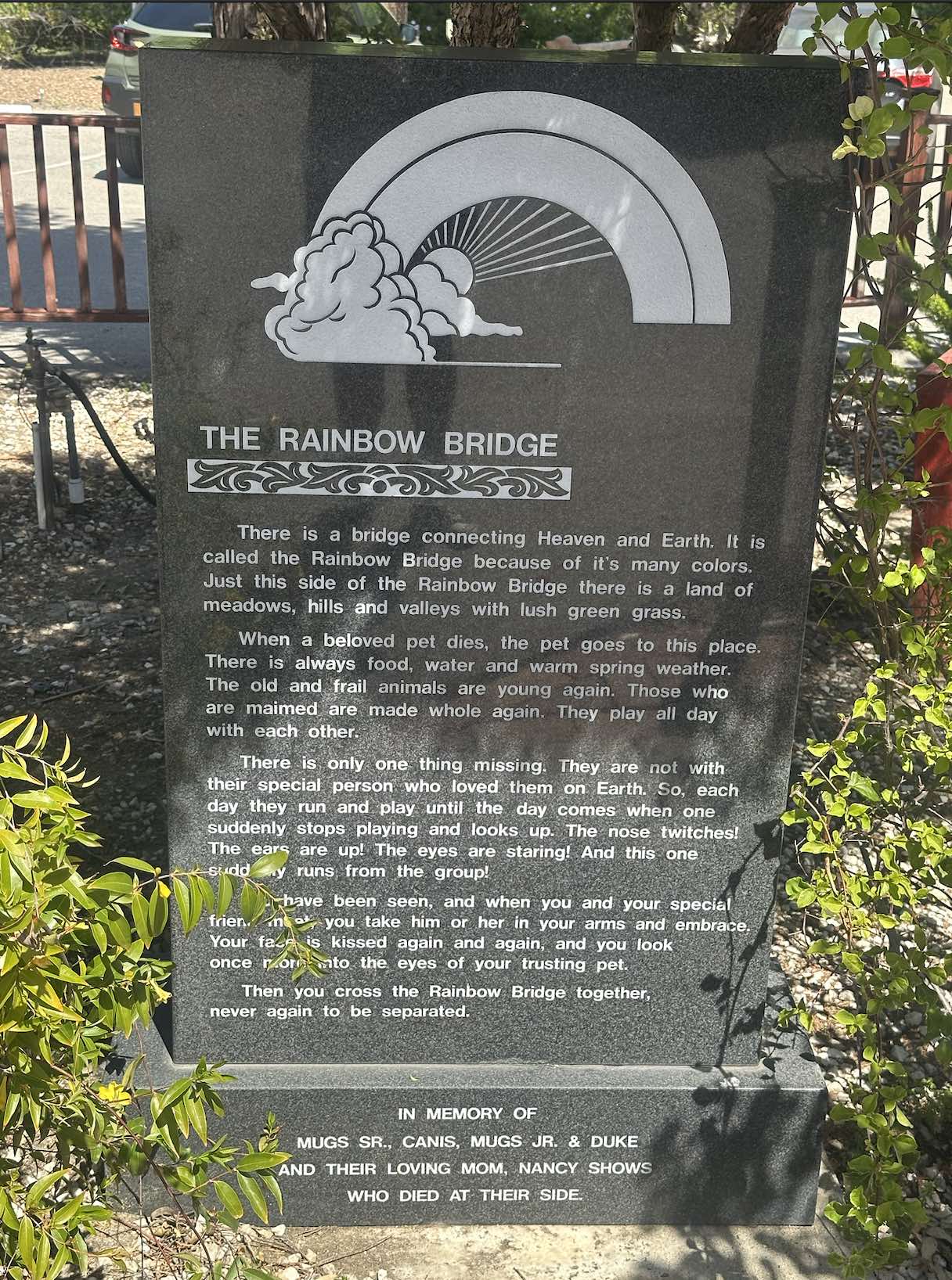 An image of the Rainbow Bridge at Los Angeles Pet Memorial Park 