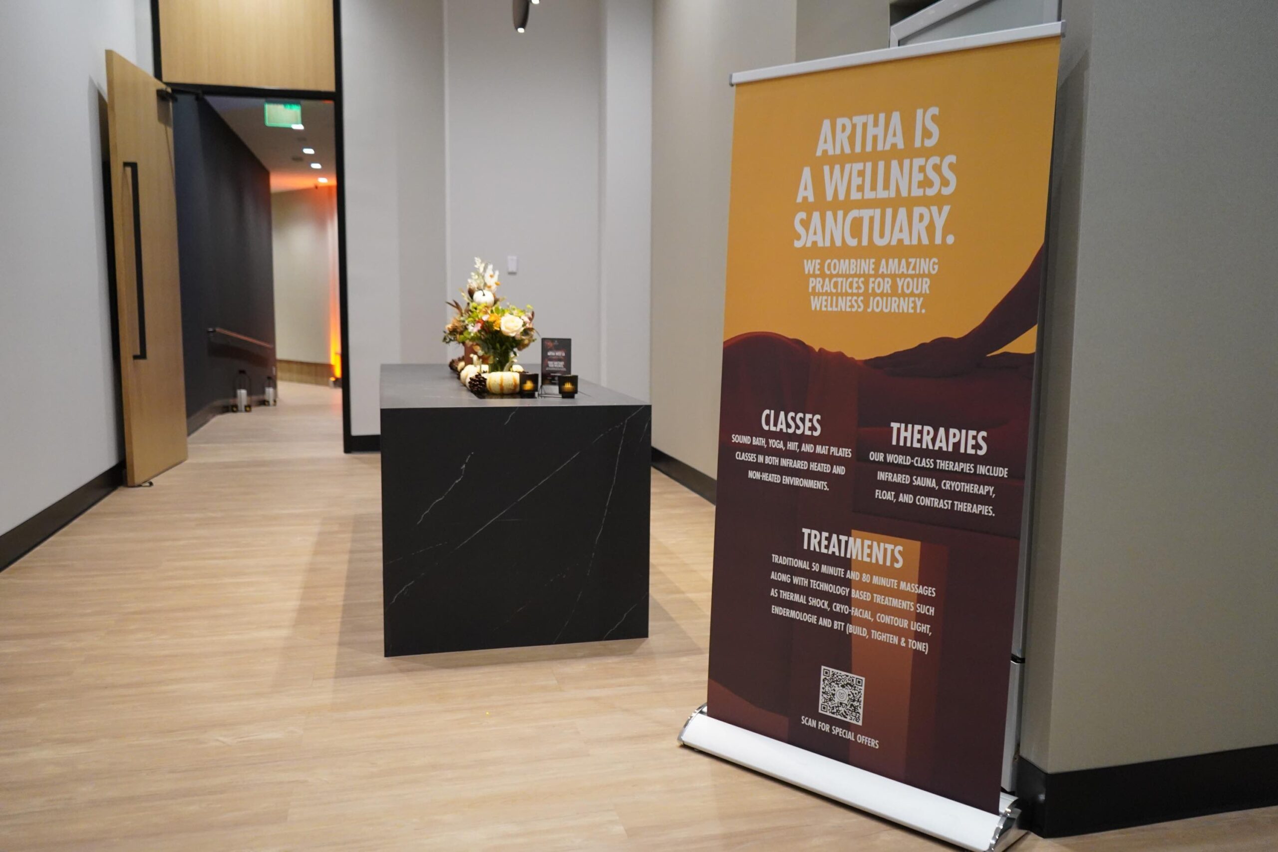 An image of the front desk at the new West LA Artha Wellness Sanctuary.