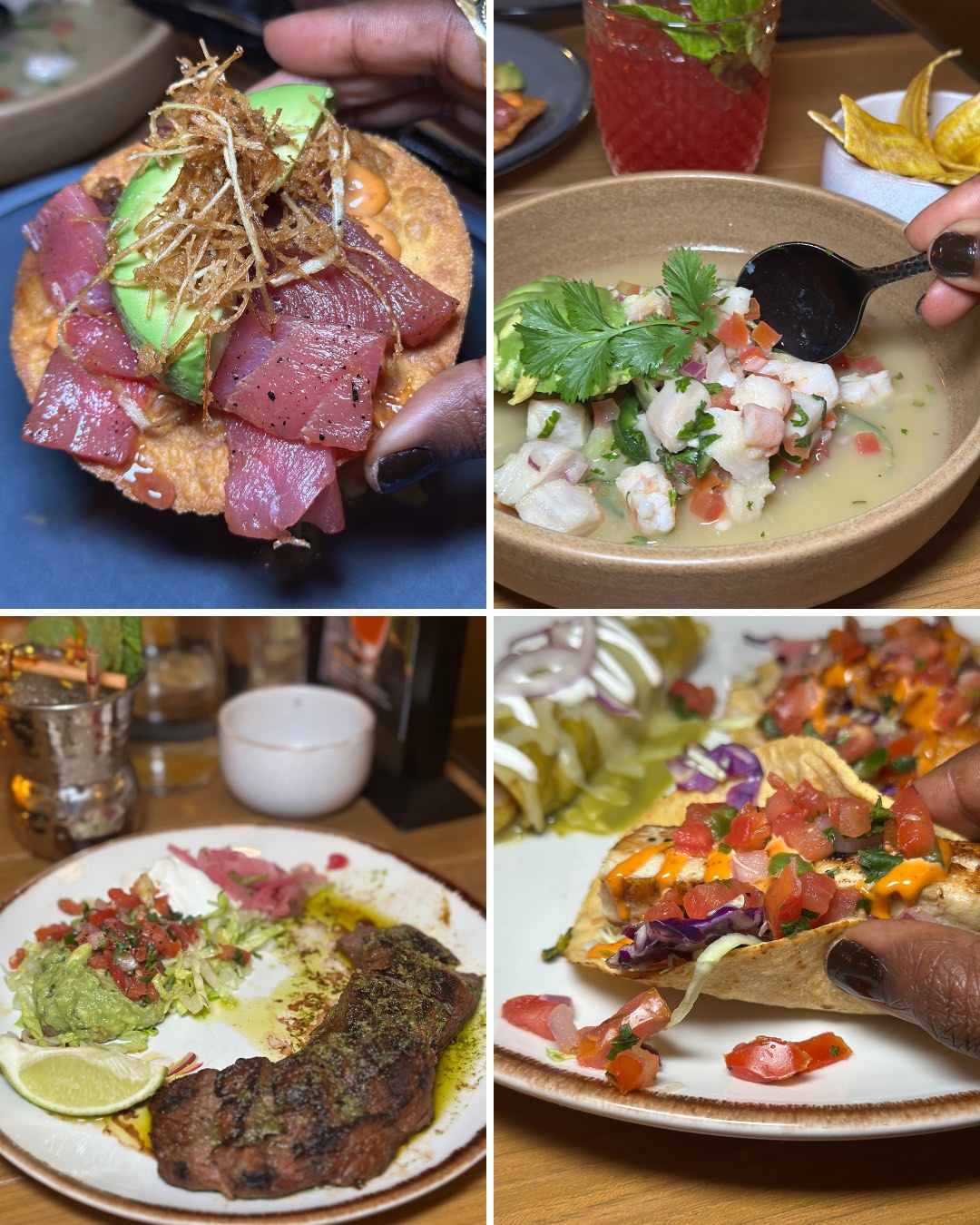 An image of 4 food pics at La Popular.