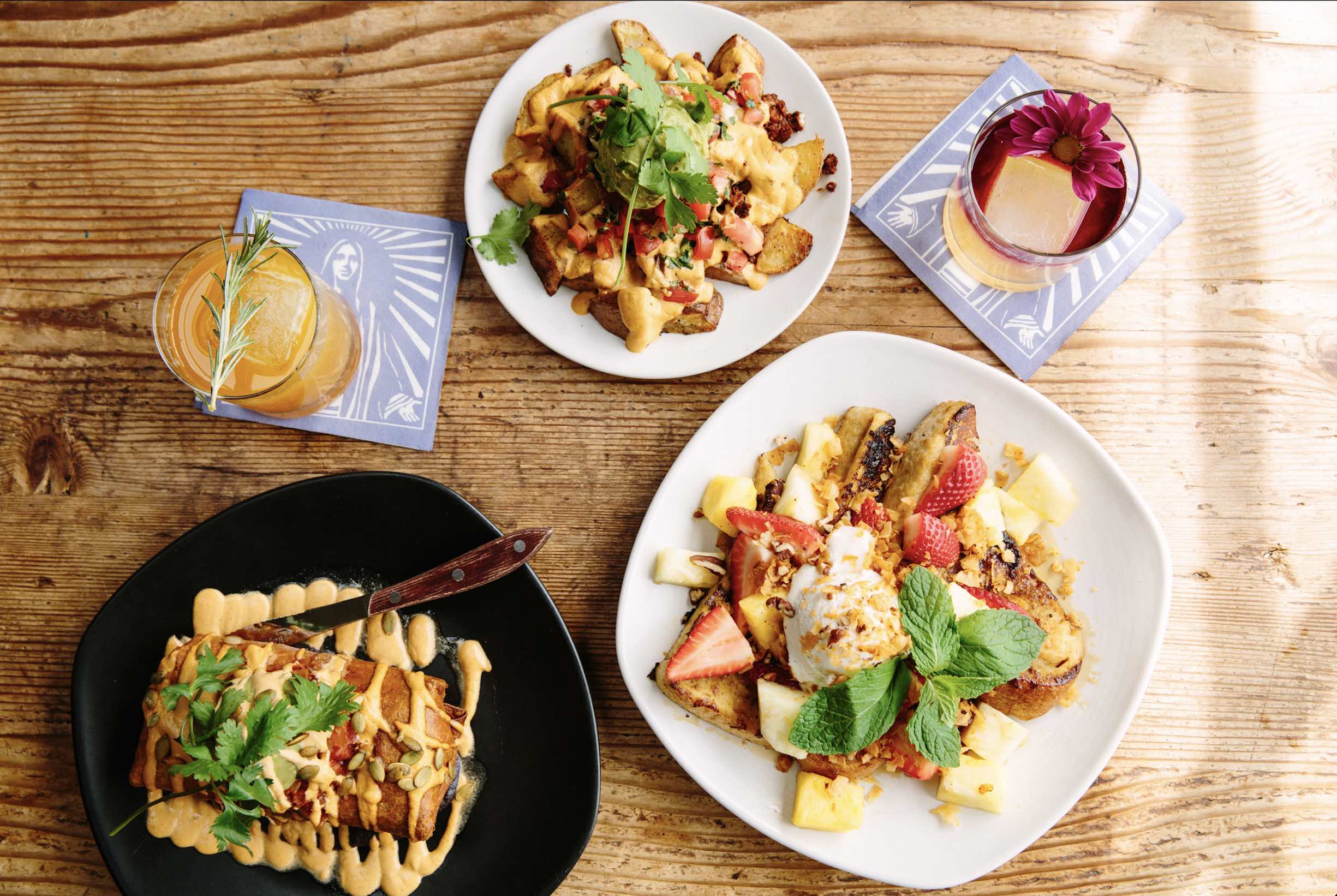 An image of a spread at Gracias Madre.