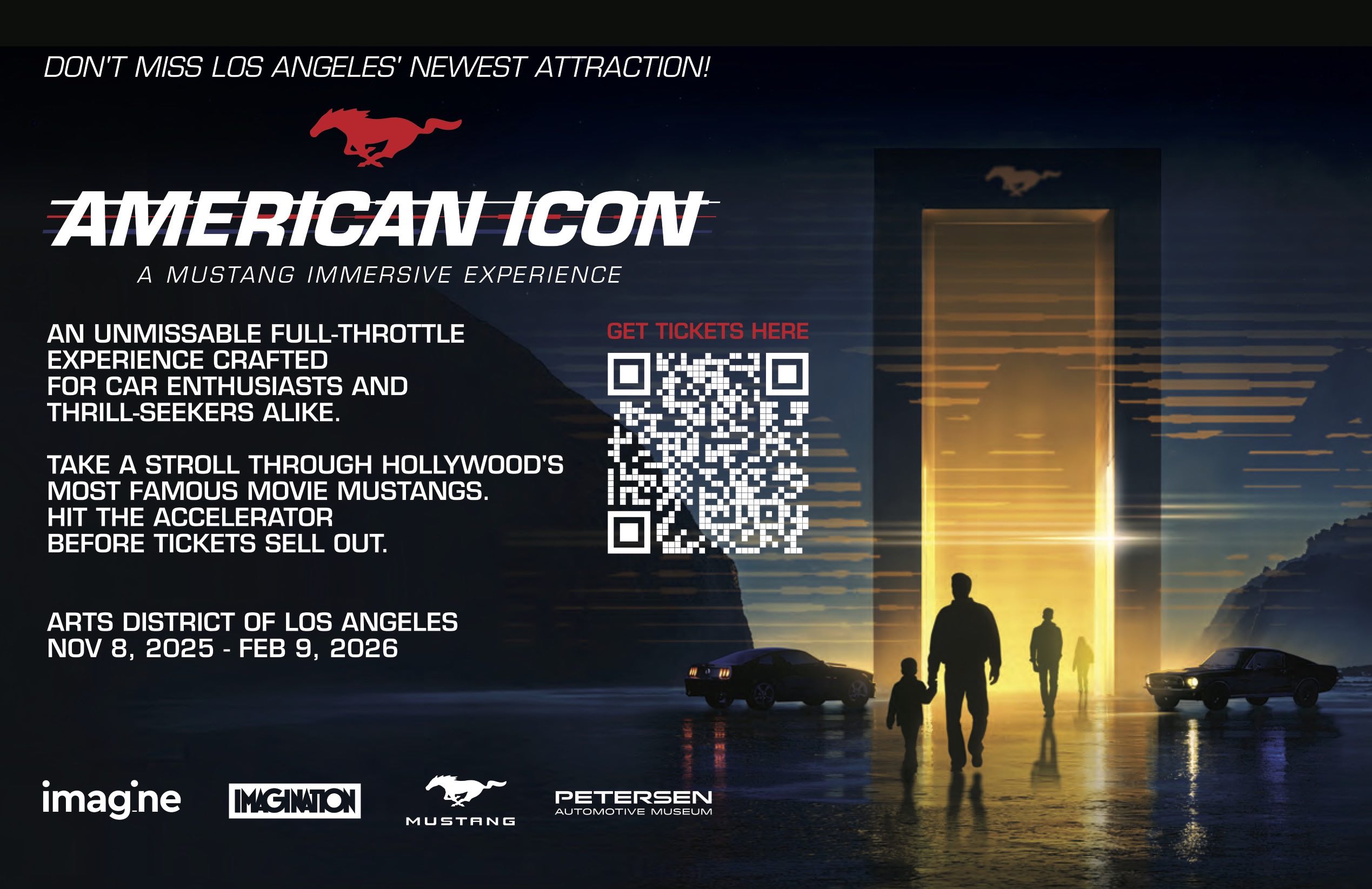 An image of the flyer for American Icon: A Mustang Immersive Experience.