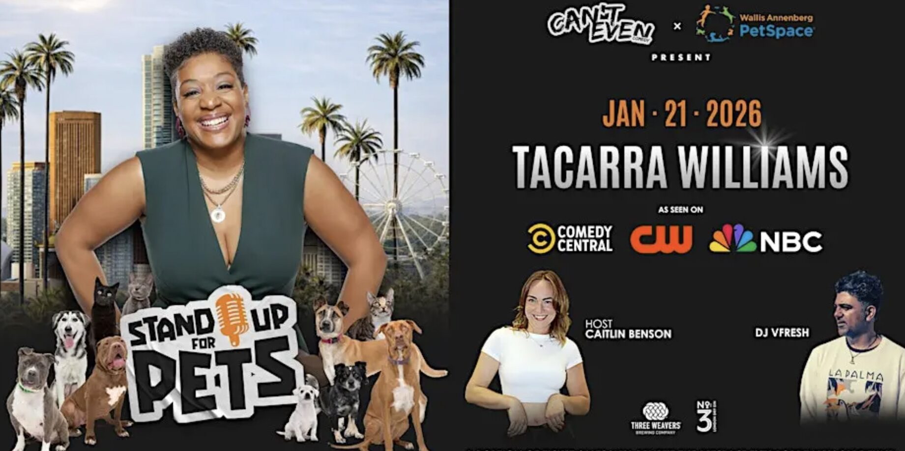 An image of the flyer for the Stand Up For Pets Comedy Show.