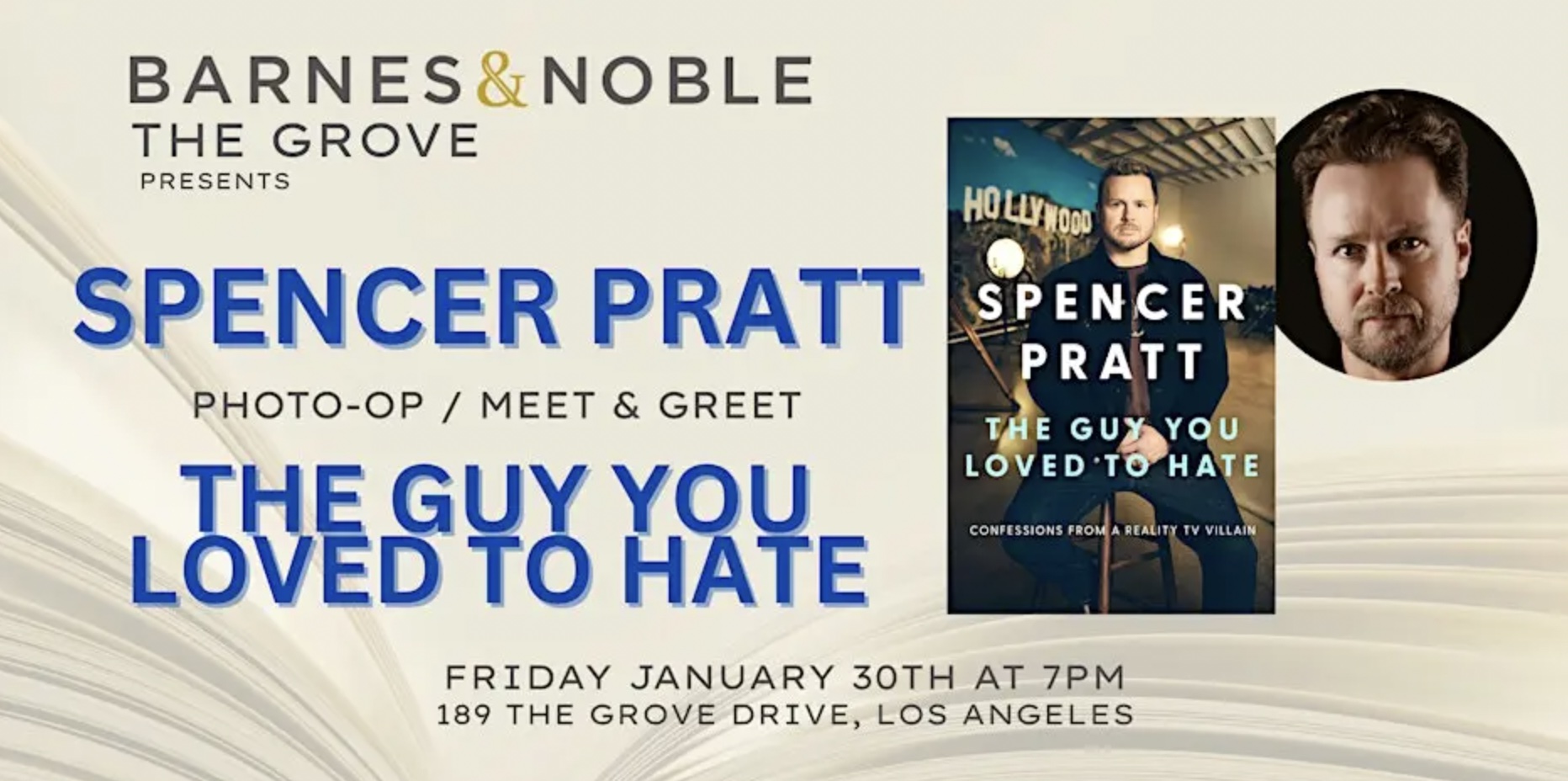 An image of the flyer for Meeting Spencer Pratt at The Grove