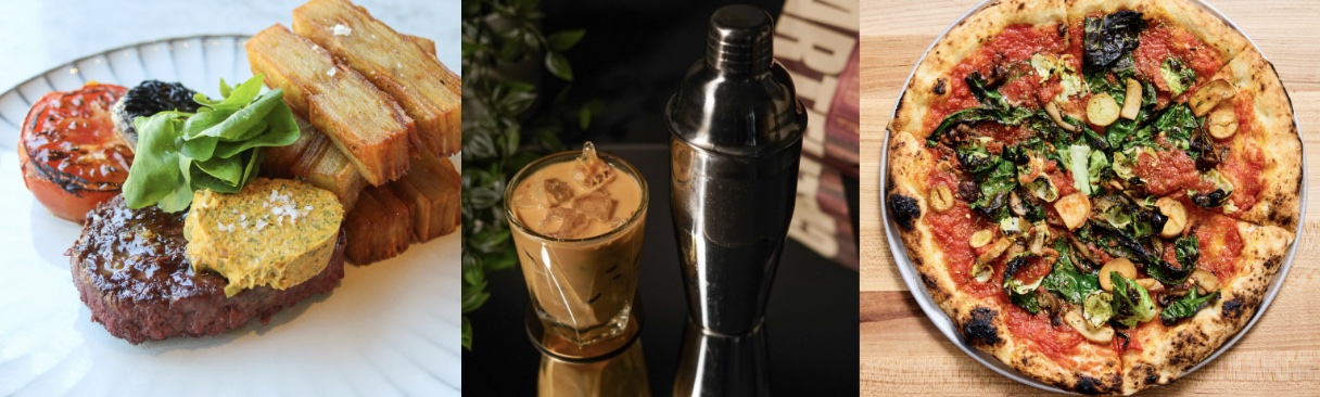 An image of three vegan items at Los Angeles restaurants.