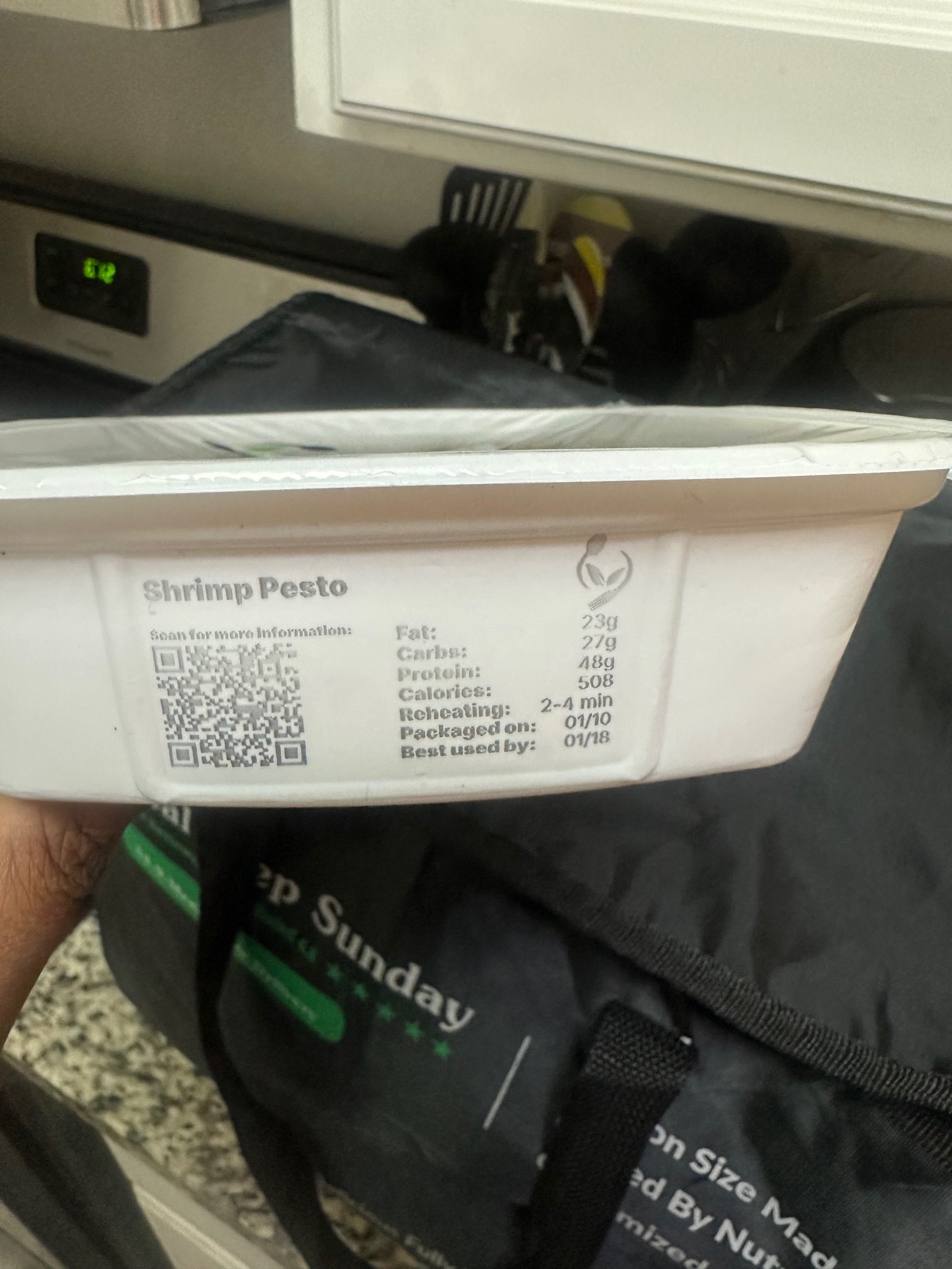 An image of the macros for a Meal Prep Sunday meal.