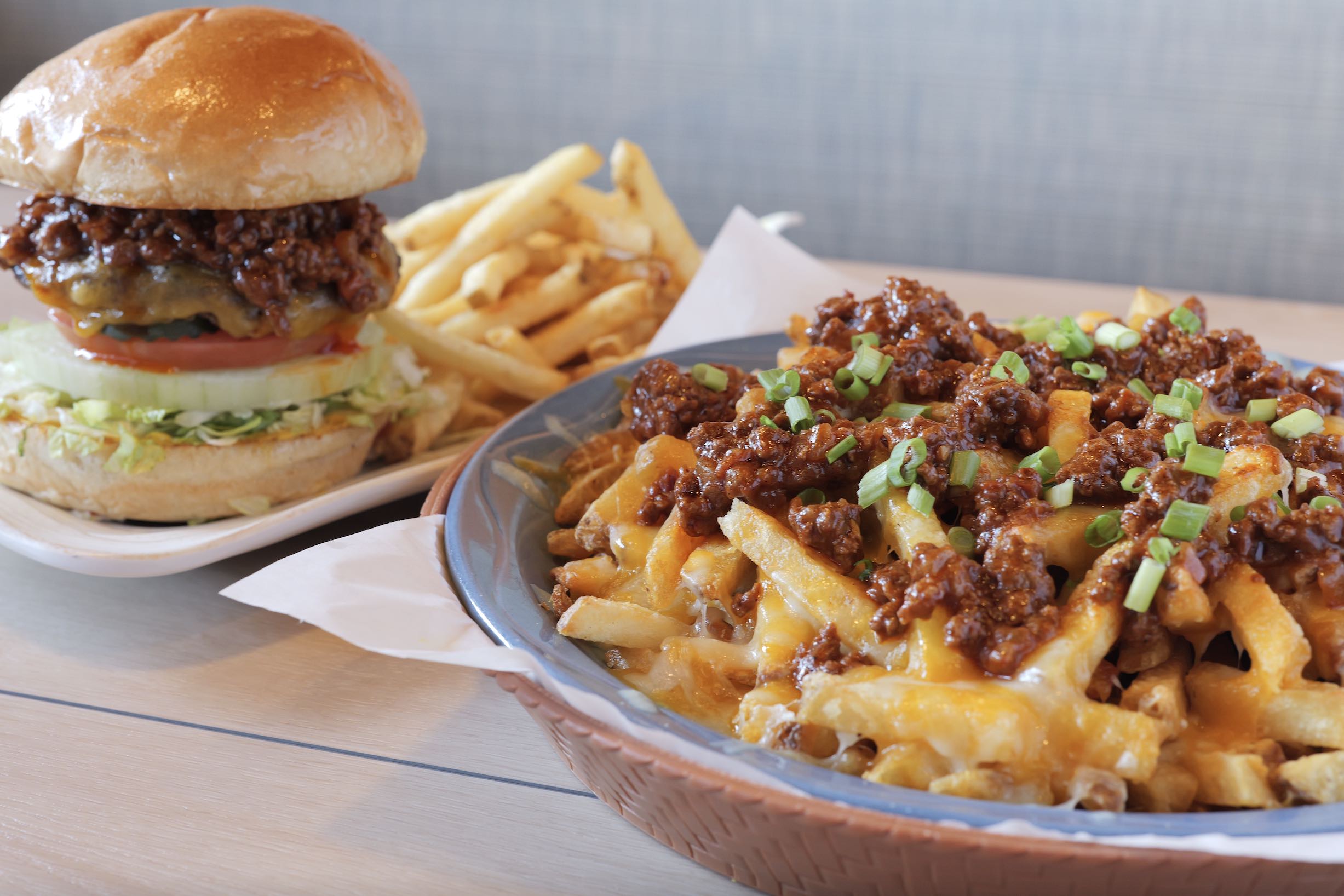An image of a burger and fries from Islands