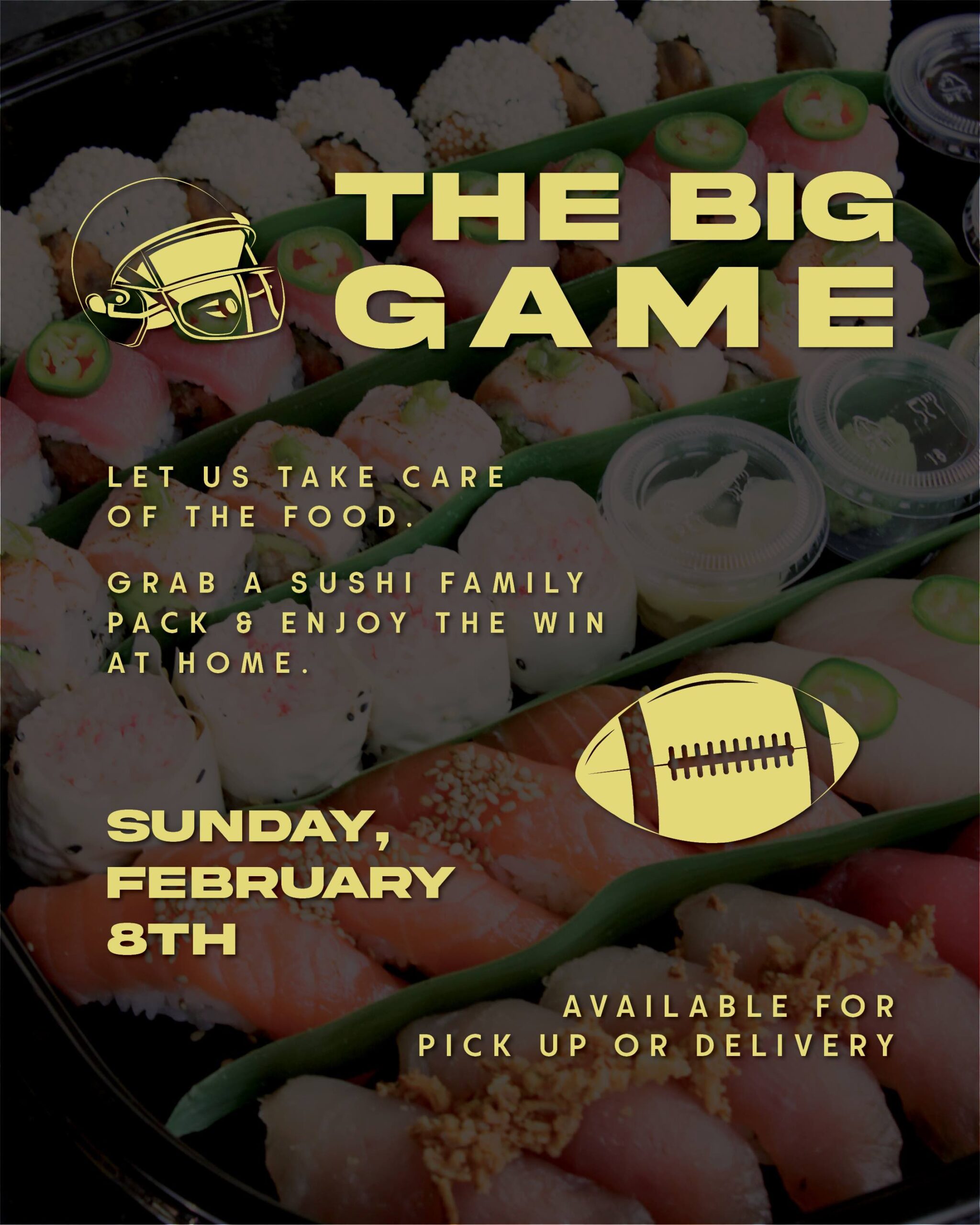 An image of the flyer for Yakumi's Super Bowl flyer.
