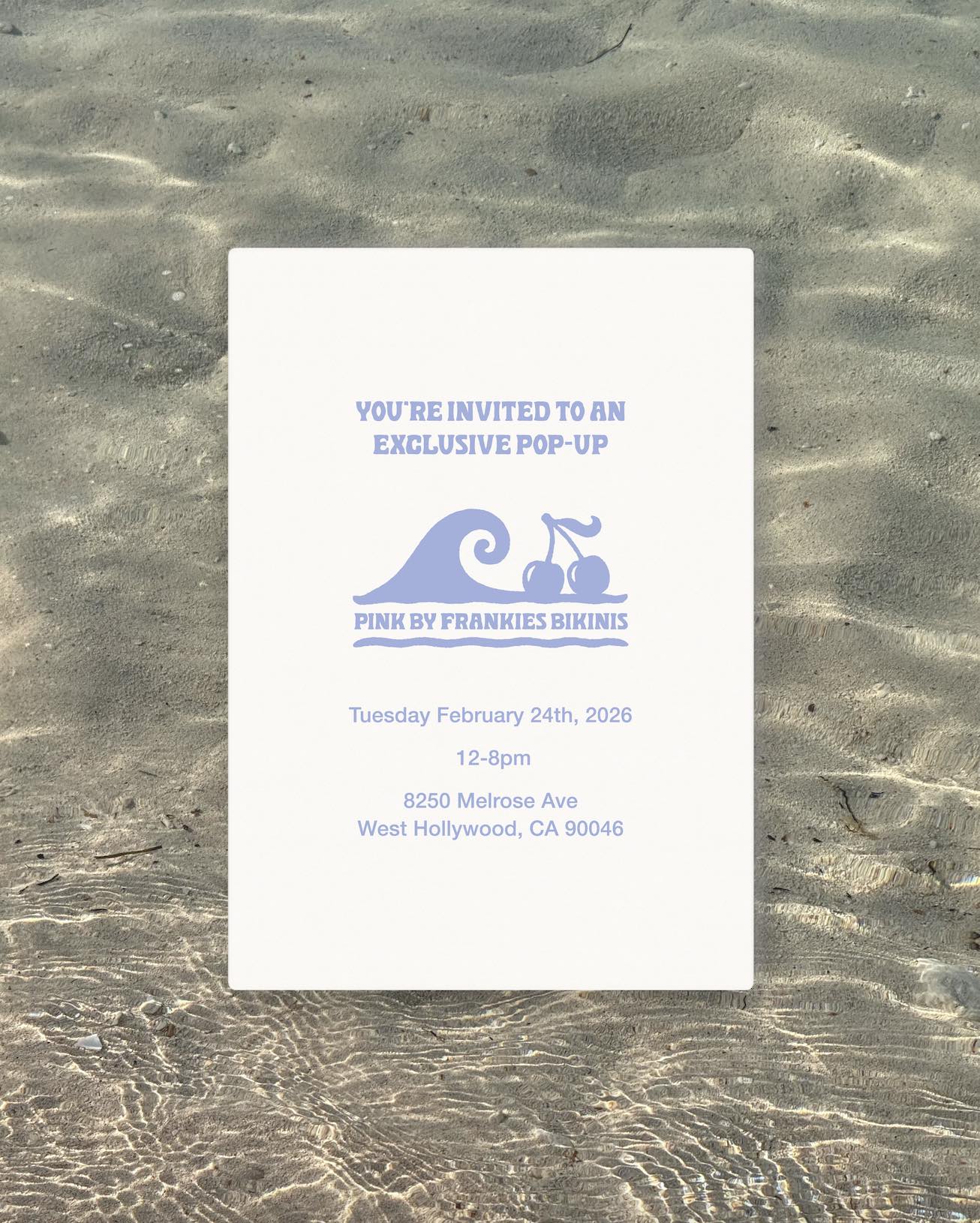 An image of the flyer for Victoria's Secret PINK and Frankies Bikinis pop-up