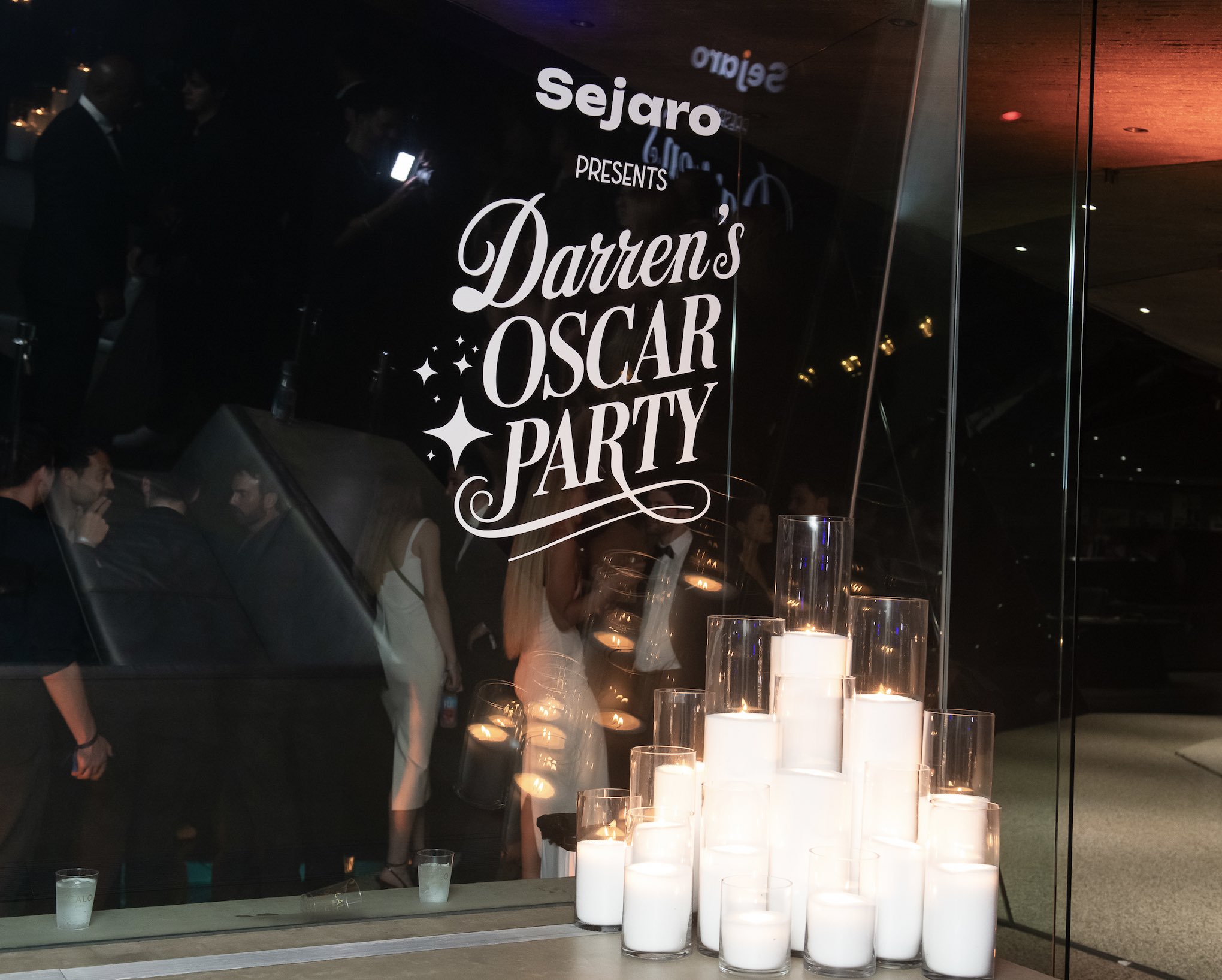 An image of the sign for Darren Dzienciol's annual OSCAR Eve Party.