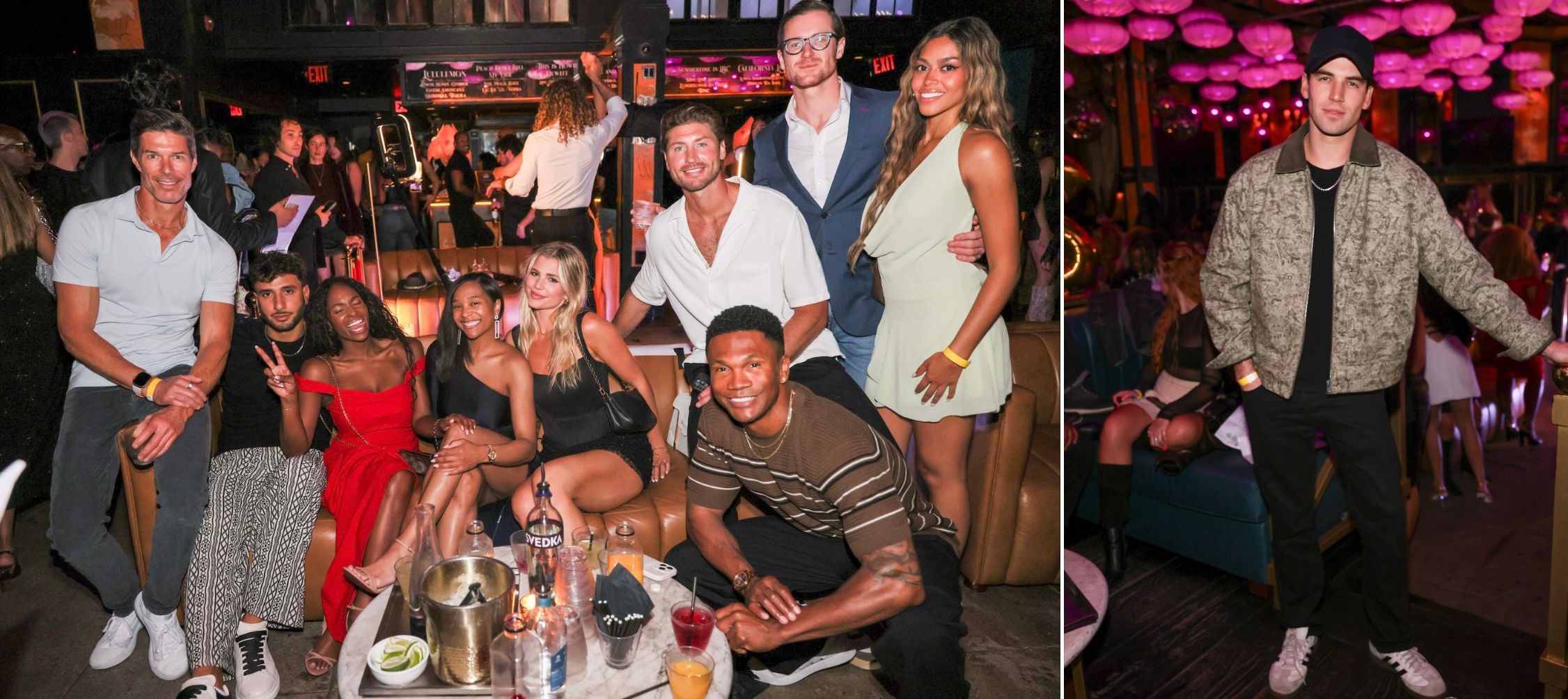 Two images side by side of The cast of 'The Age of Attraction' and Hulu’s 'Love Story' Noah Fearnley  iHeart Radio Music Awards After Party presented by Affinity Nightlife at Warwick on March 26, 2026 in Los Angeles, California. 