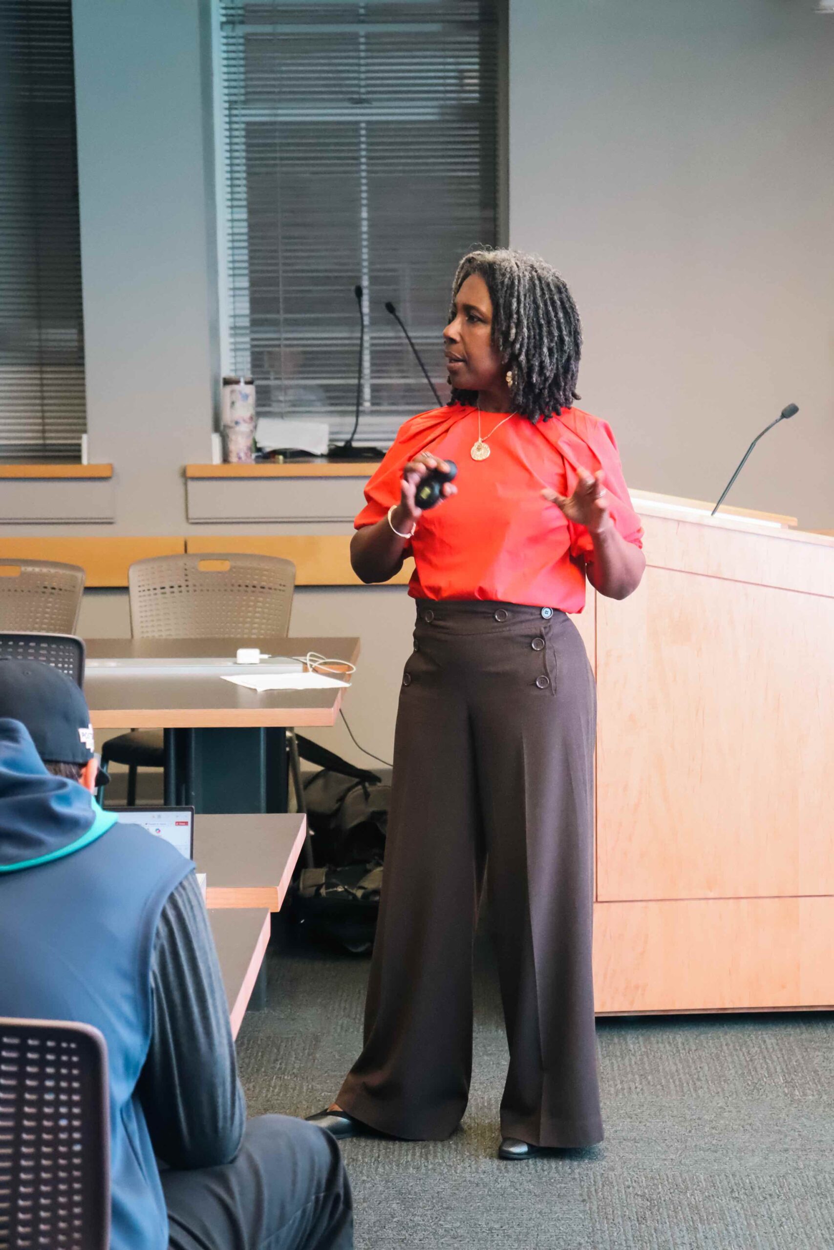 An image of Dr. Kaytura Felix teaching.