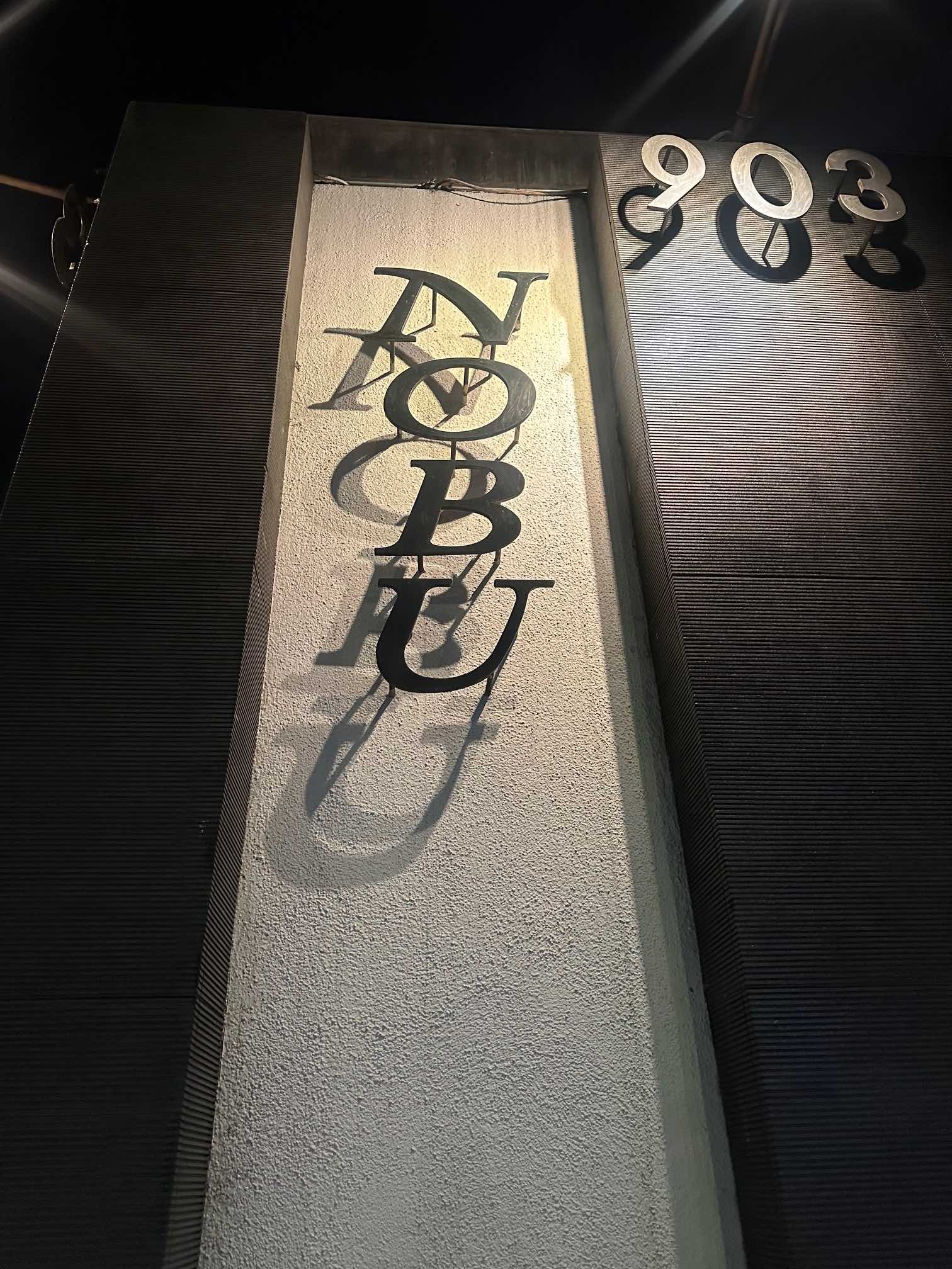 An image of the sign for NOBU Los Angeles