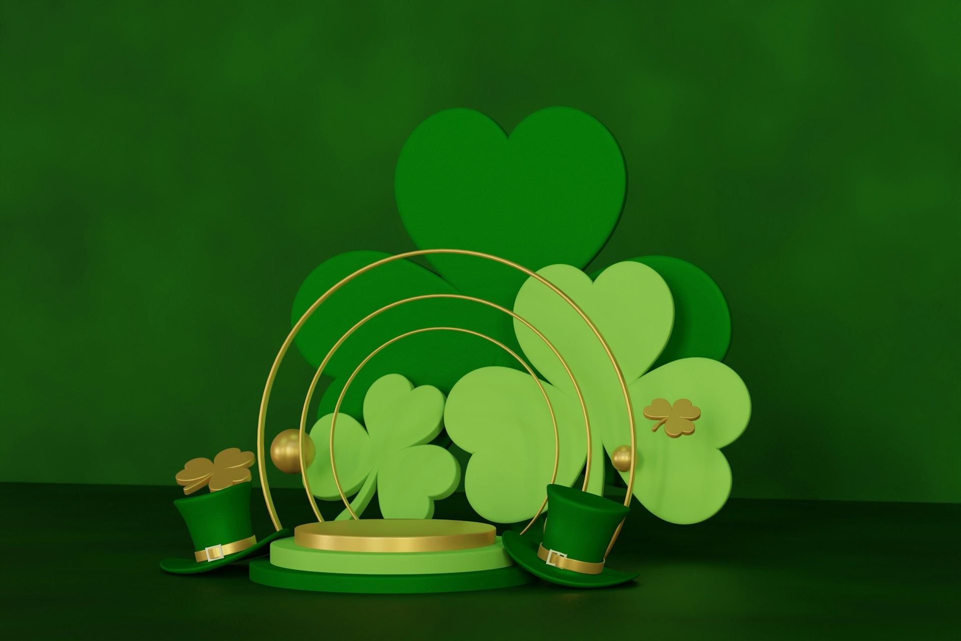 An image of St. Patrick's Day images like shamrocks and gold coins
