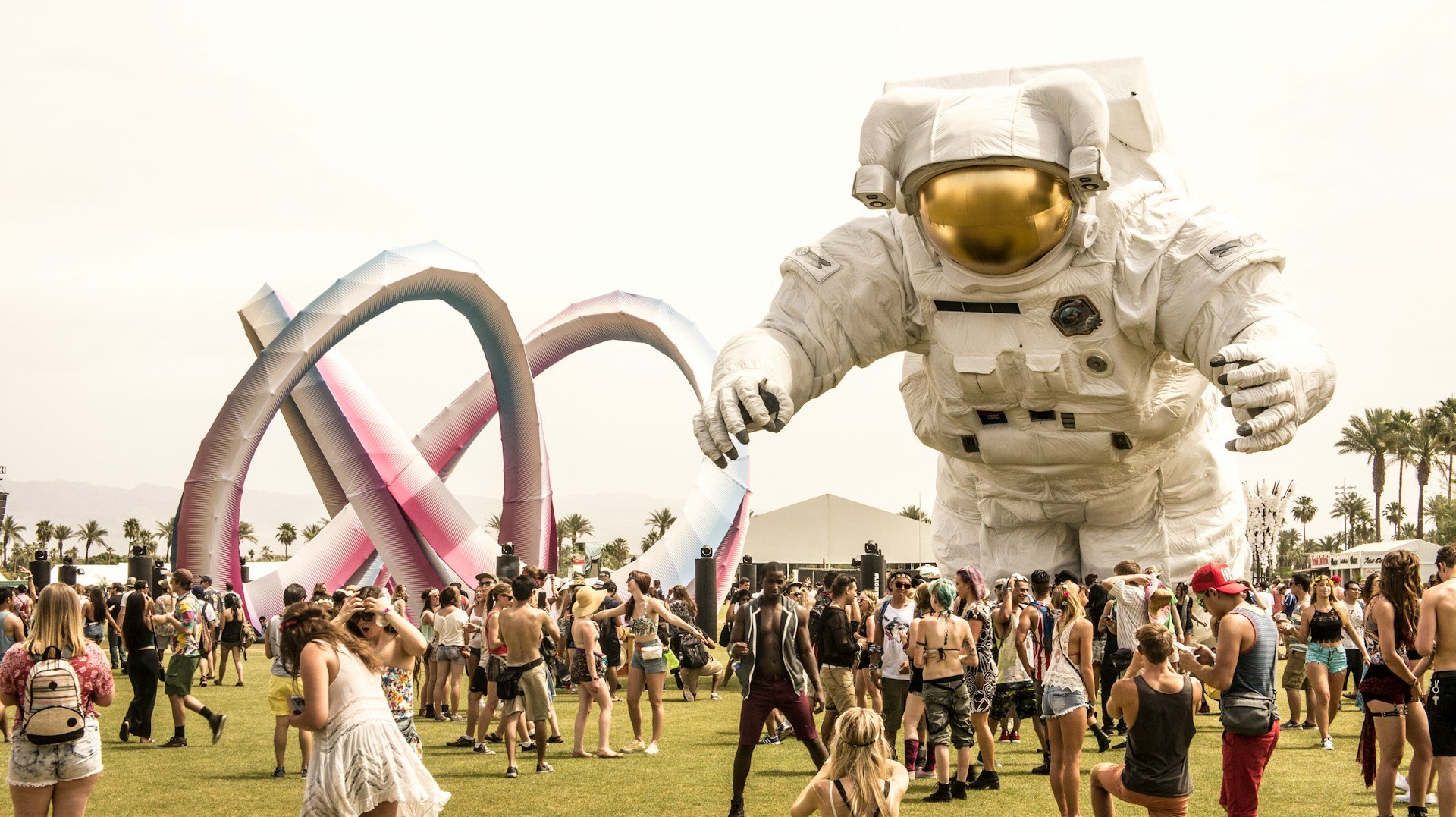 An image of the large astronaut installation at Coachella.