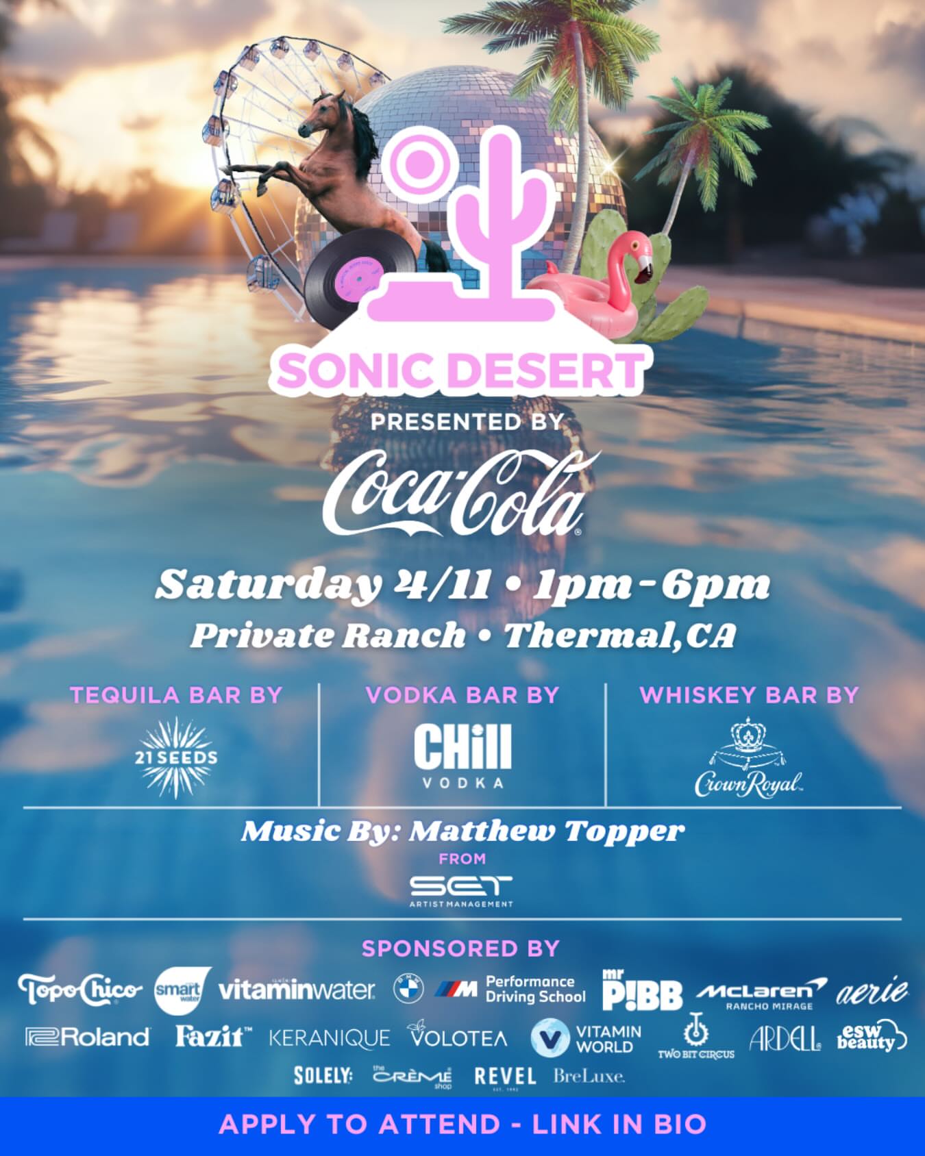 An image of the flyer for the Coachella 2026 Sonic Desert party.