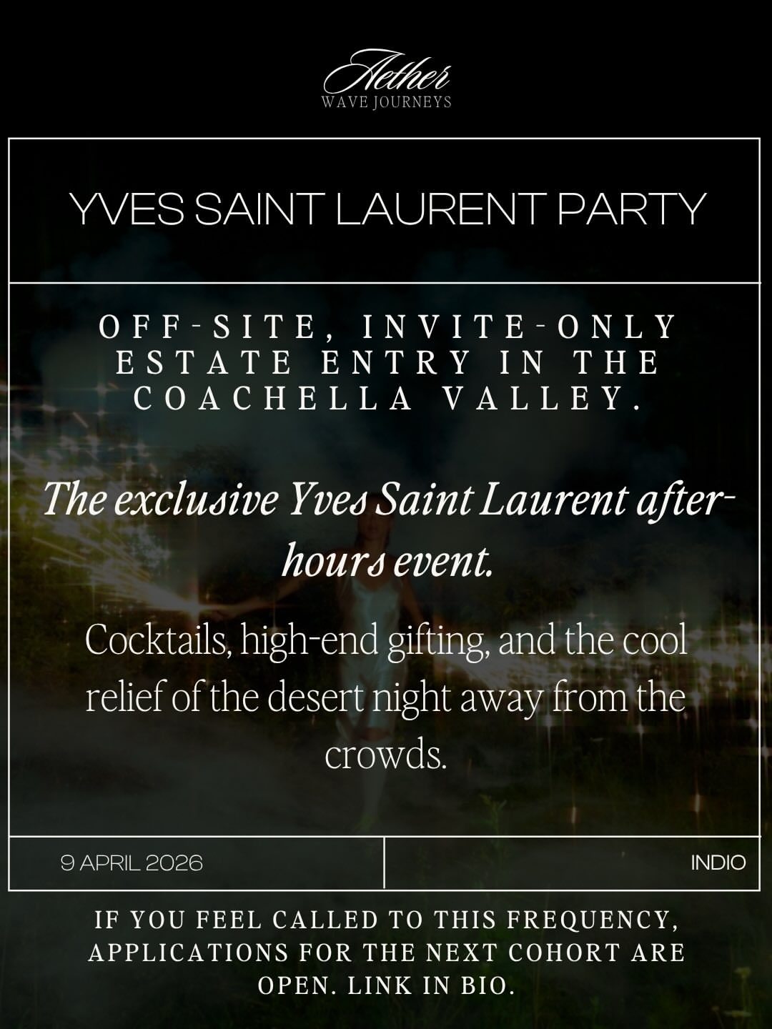 An image of the flyer for the YSL Coachella 2026 party.