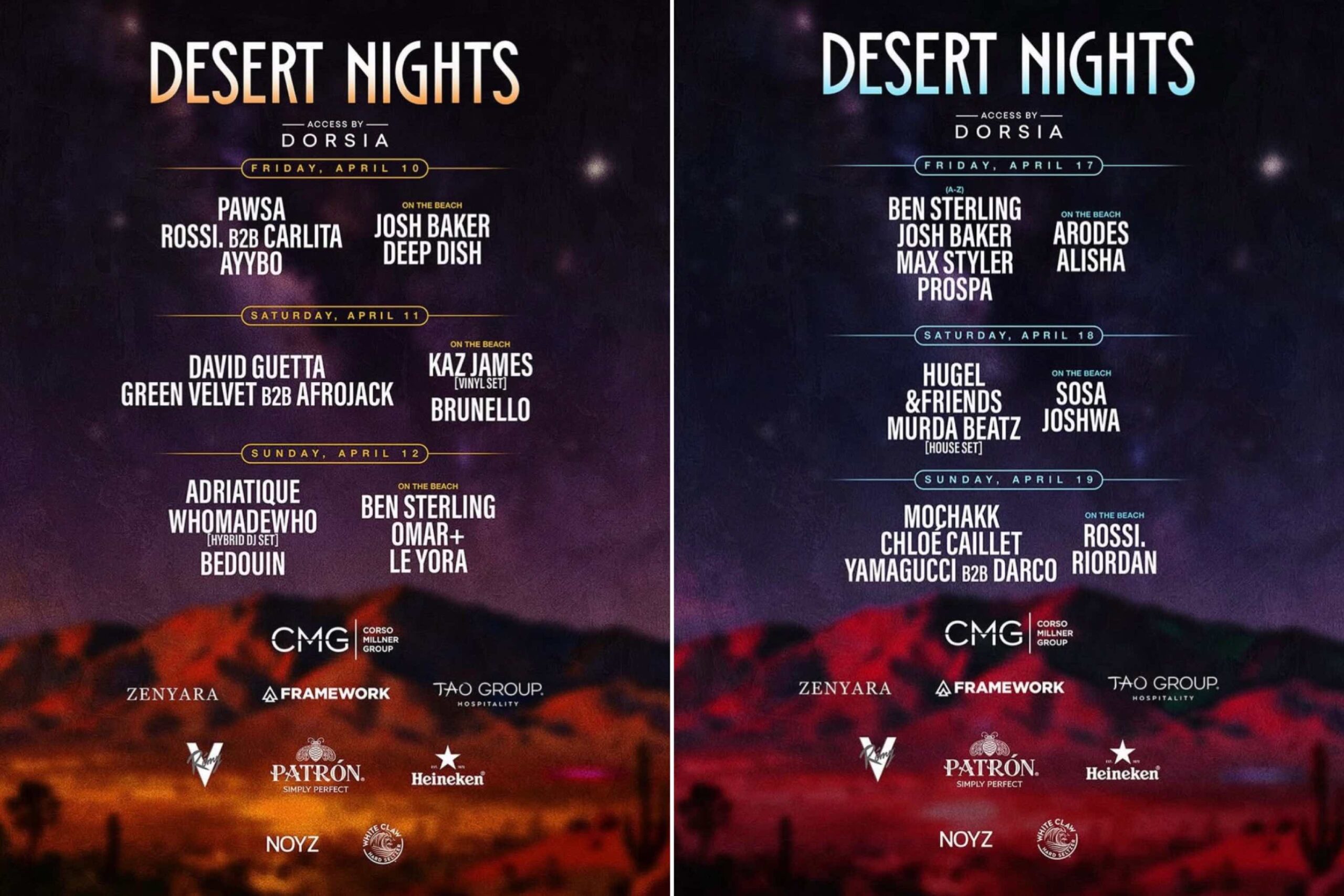 An image of the flyers for the Coachella 2026 Zenyara Desert Nights.