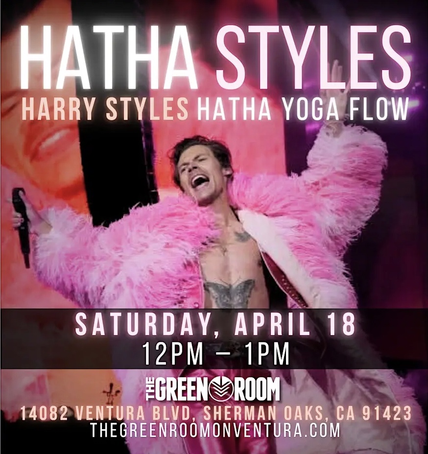 An image of the flyer for Hatha Styles: A Harry Styles Hatha Yoga Flow.