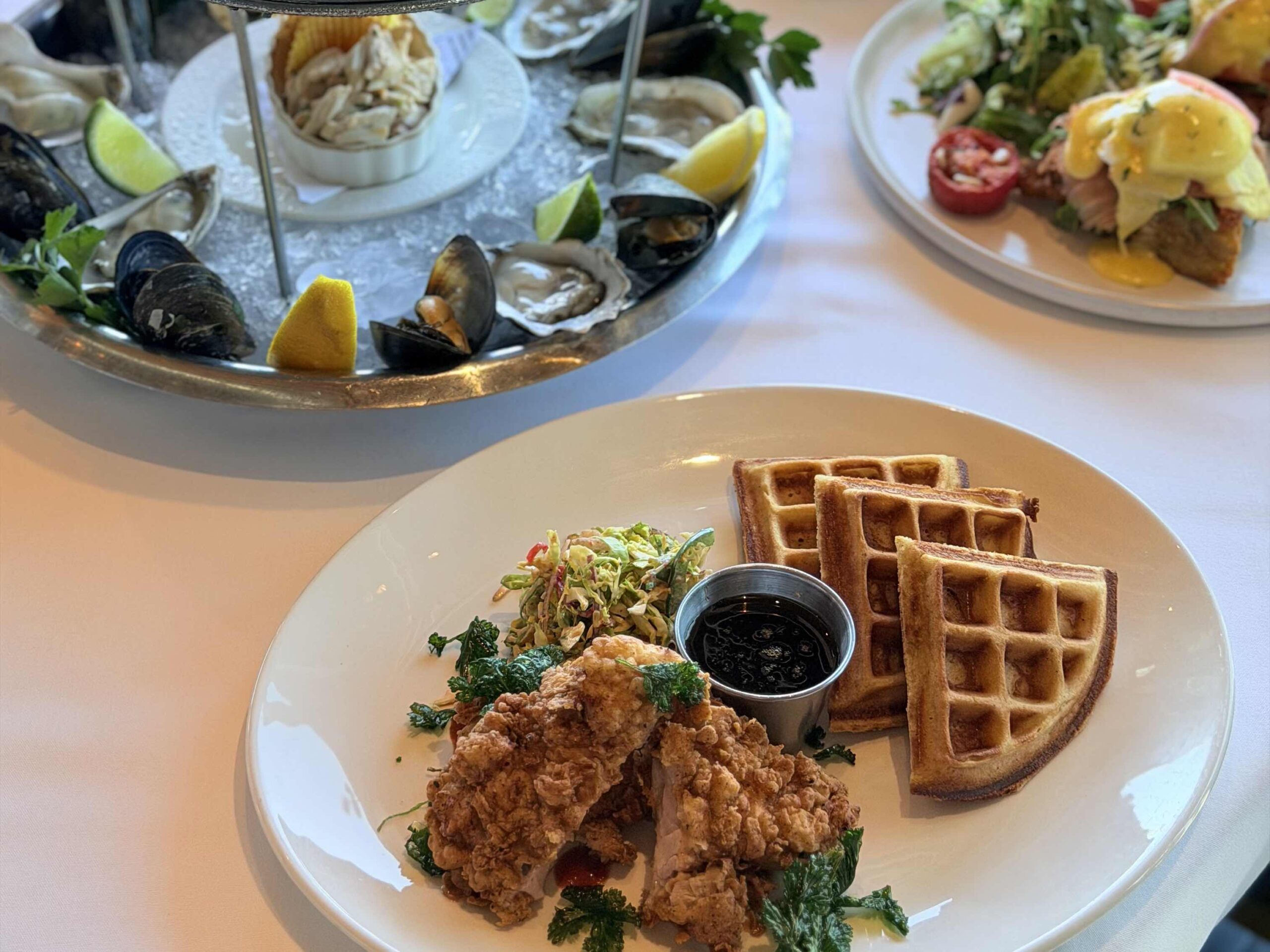 An image of the brunch spread at The Lobster Santa Monica.