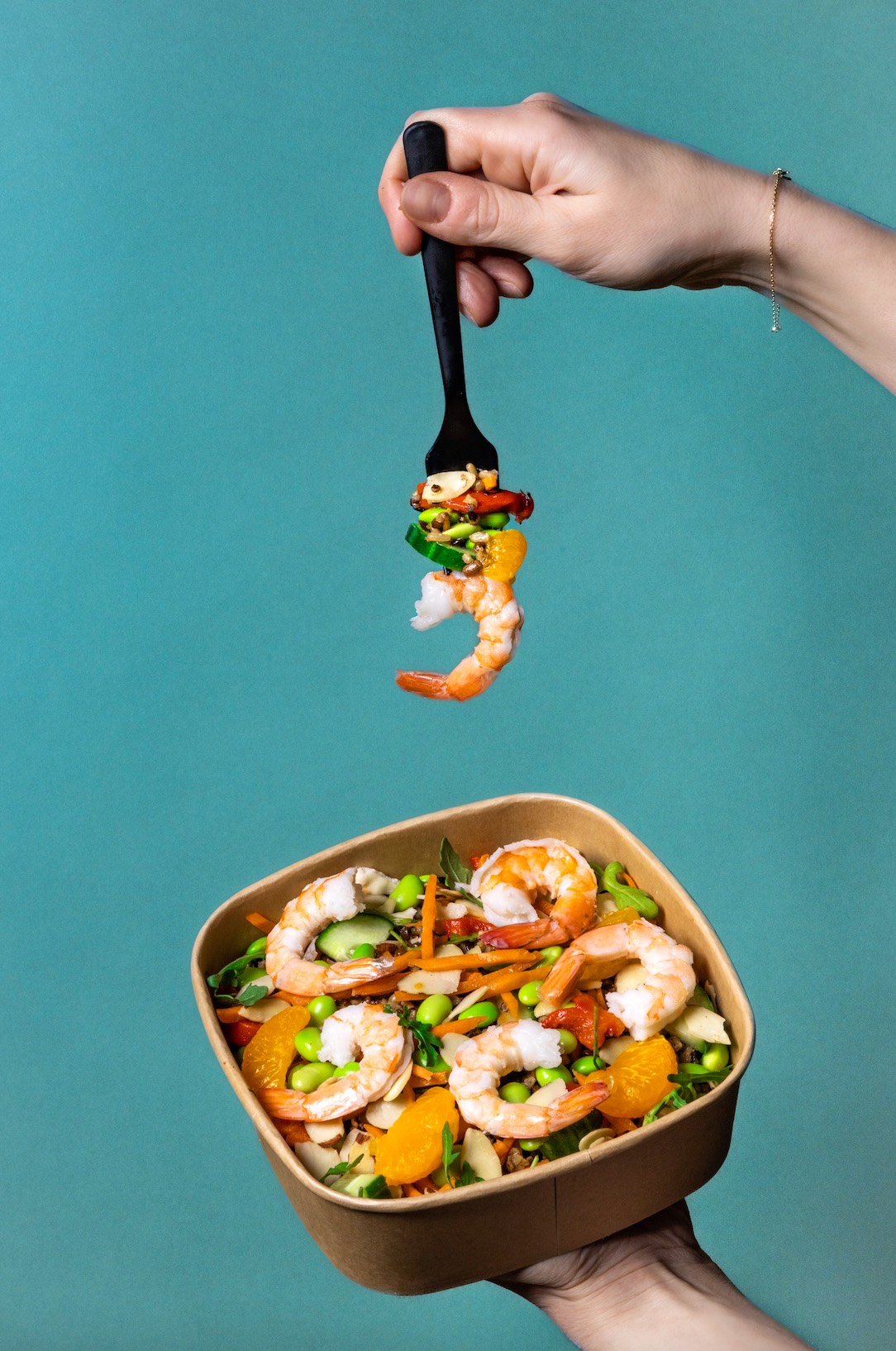 An image of the Shrimp & Grains Protein Bowl from Luke's Lobster.