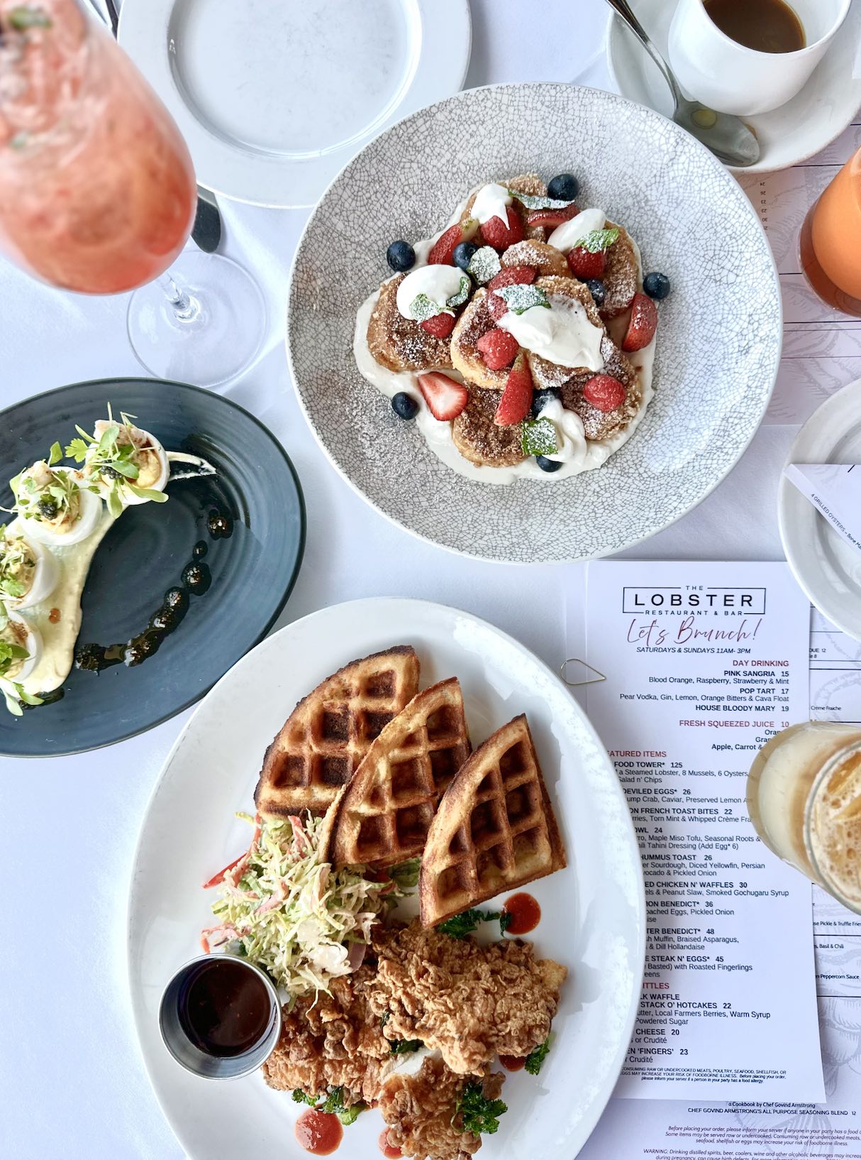 An image of the brunch spread at The Lobster