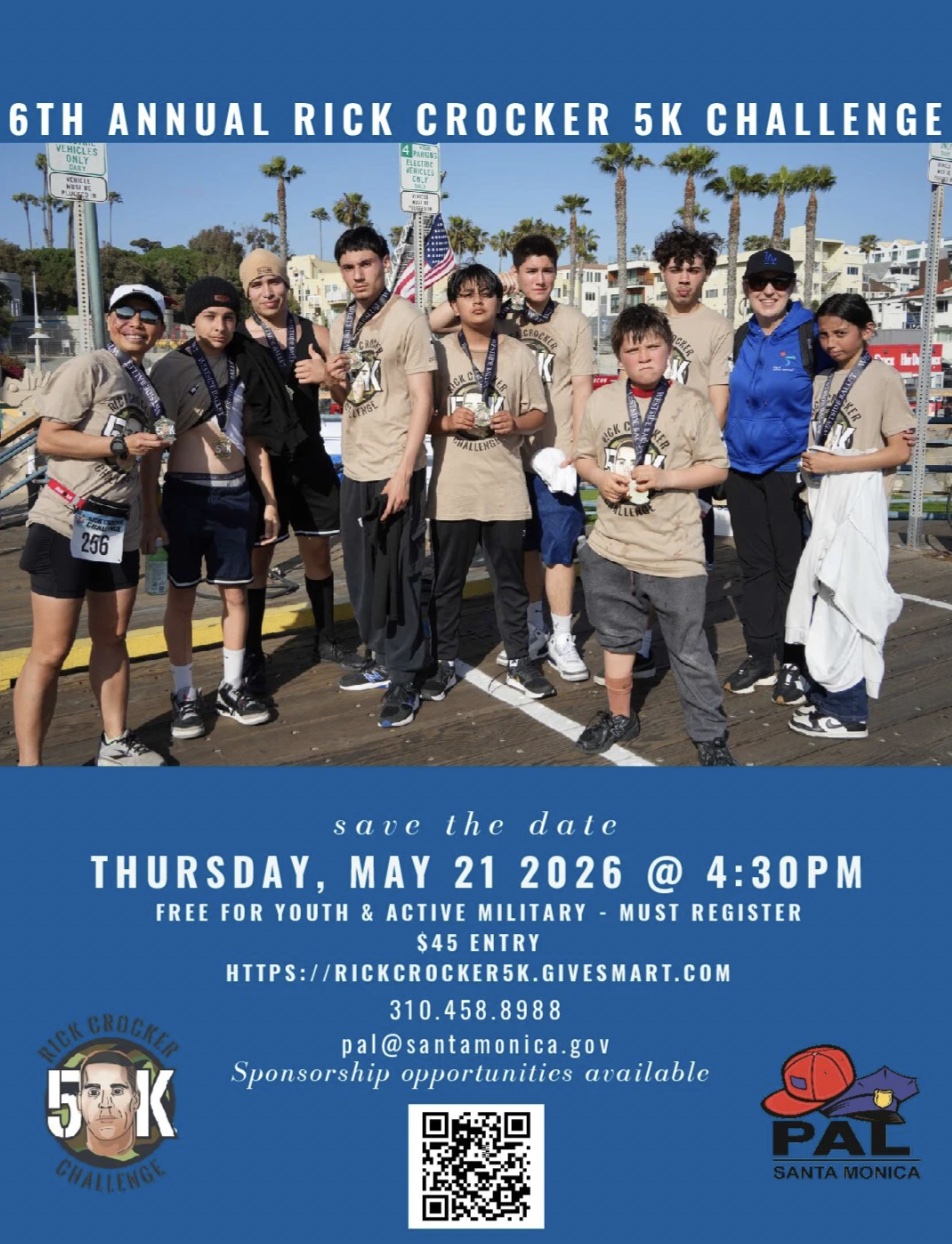 AN image of the flyer for 6th Annual Rick Crocker 5K at the Santa Monica Pier 