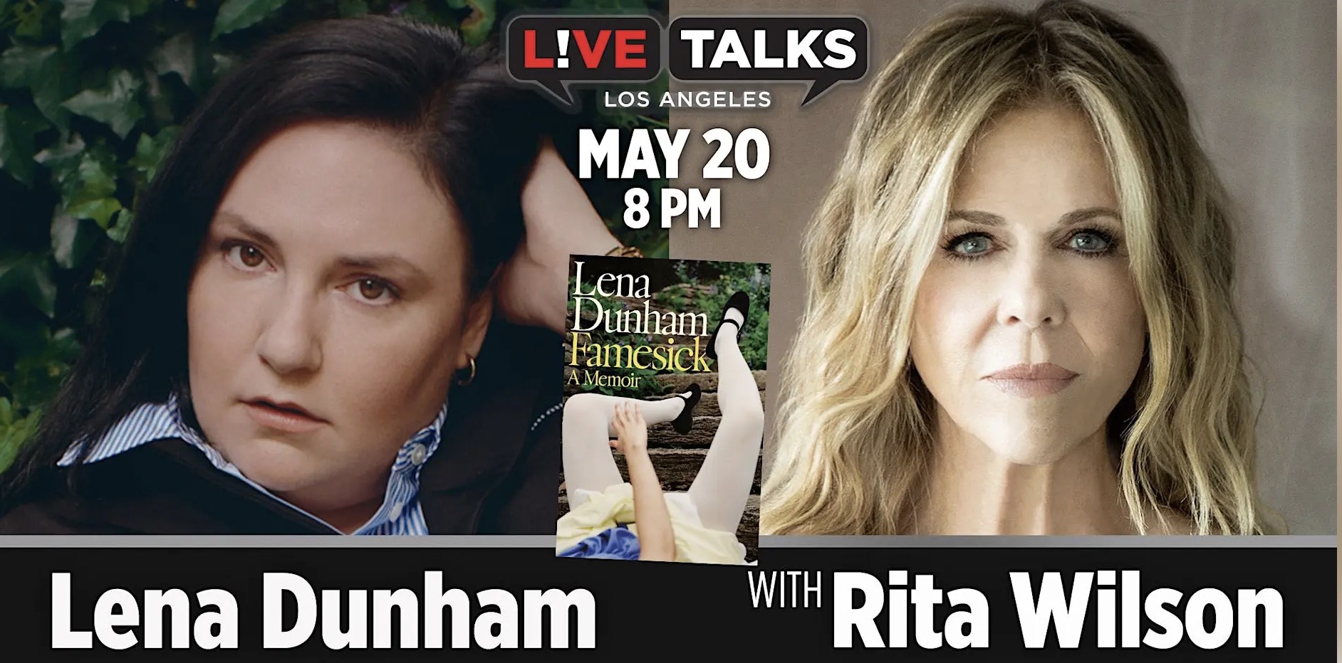 An image of the flyer for Lena Dunham Book Discussion Hosted by Rita Wilson 