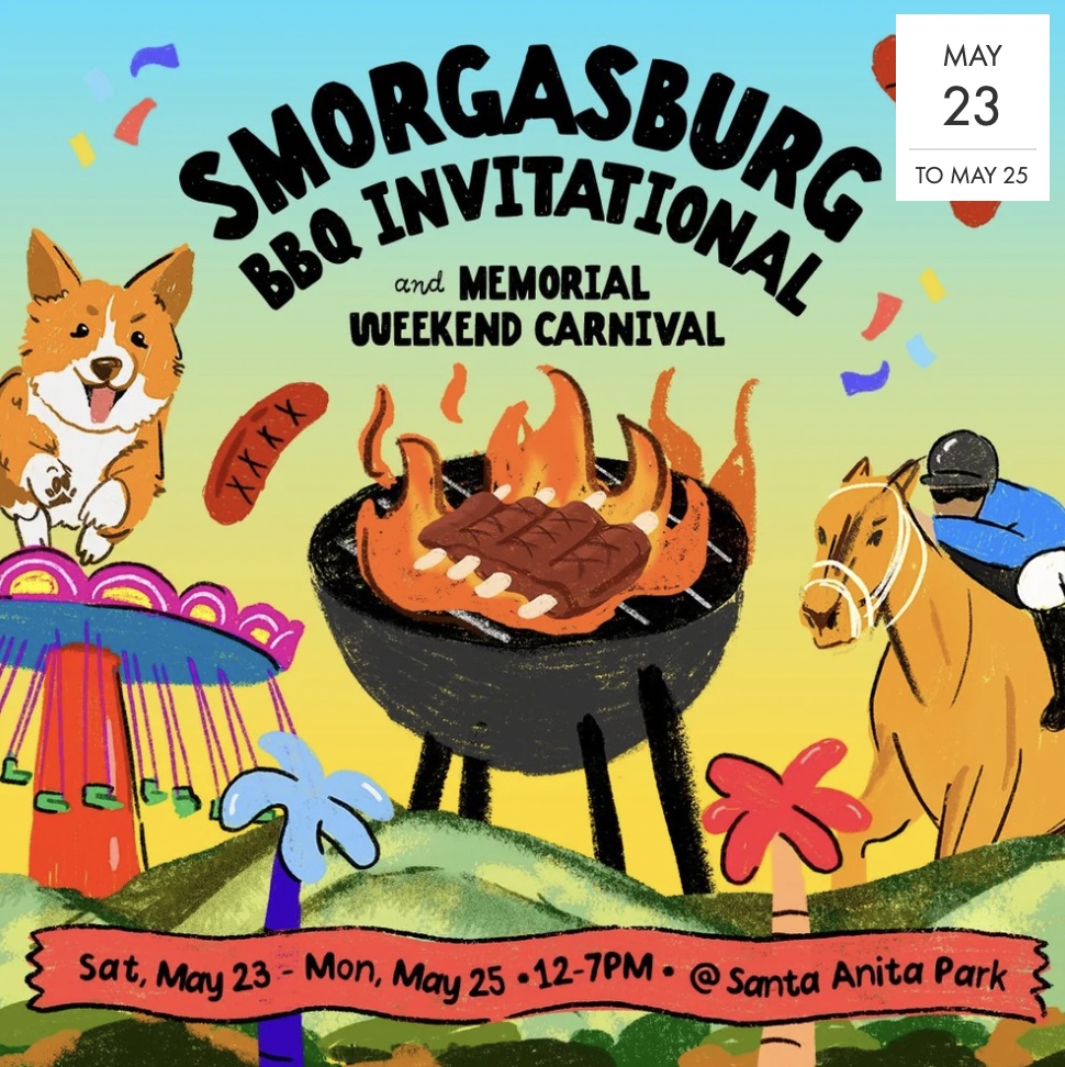 An image of the flyer for BBQ Invitational at Santa Anita Park 