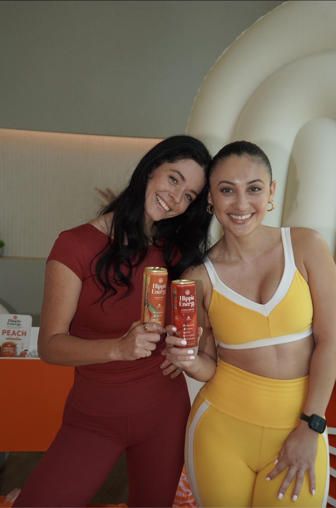 An image of Sasha Pieterse celebrates her Hippie Energy drink brand with an exclusive Yoga Sculpt class taught by close Francia Raisa at ARTHA Wellness Sanctuary in West LA on June 27. 