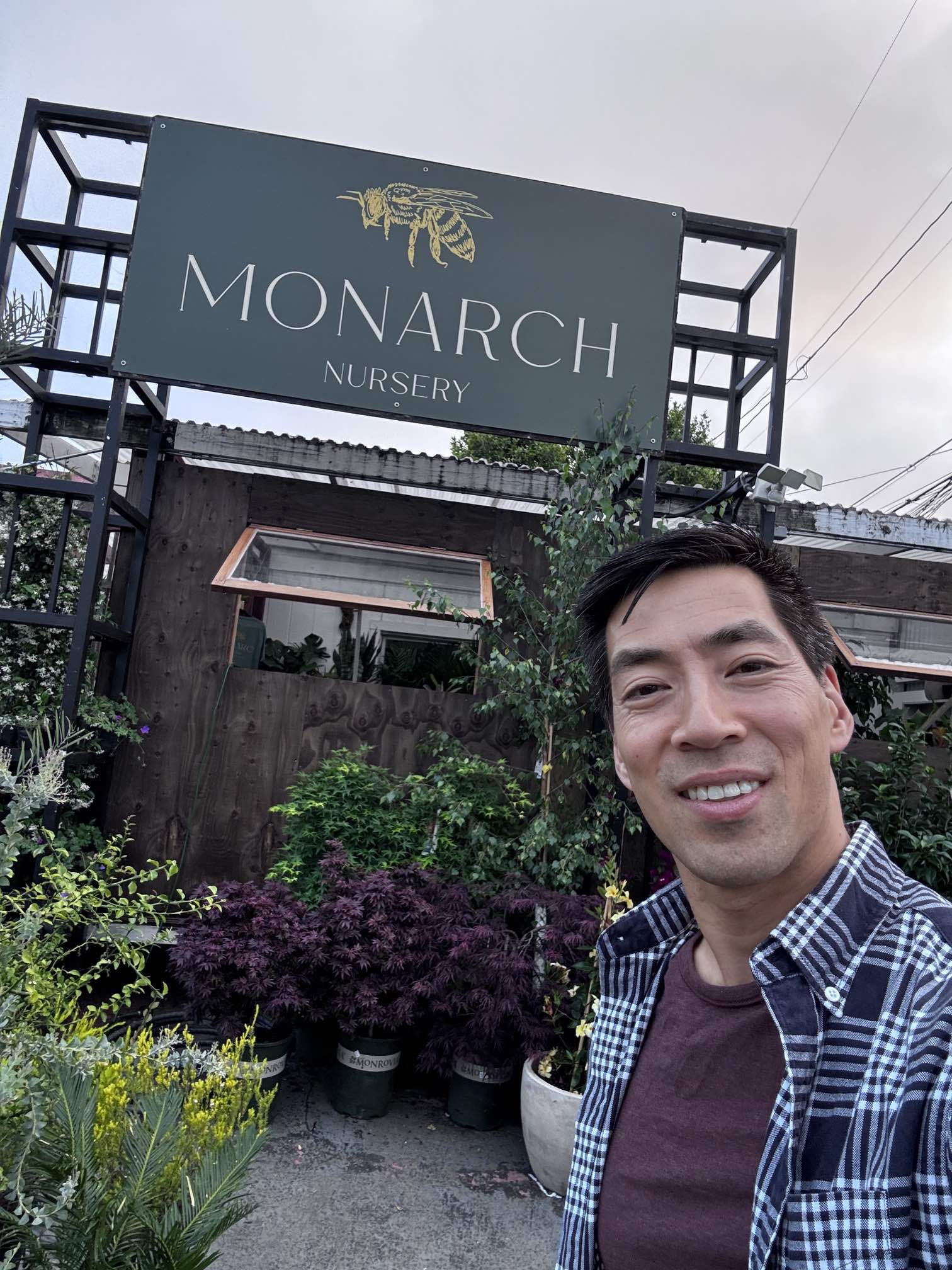 An image of hoopLA guest blogger E-Kan Soong at Monarch Nursery.