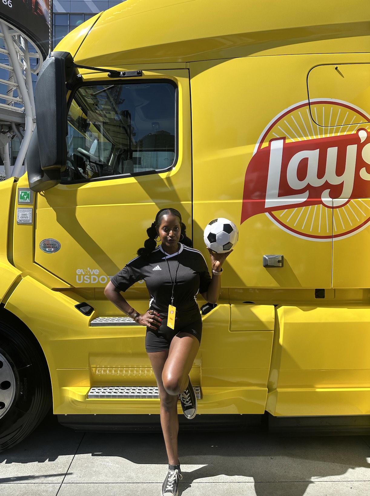 An image of lifestyle blogger Ariel Johns at a FIFA World cup 2026 event.