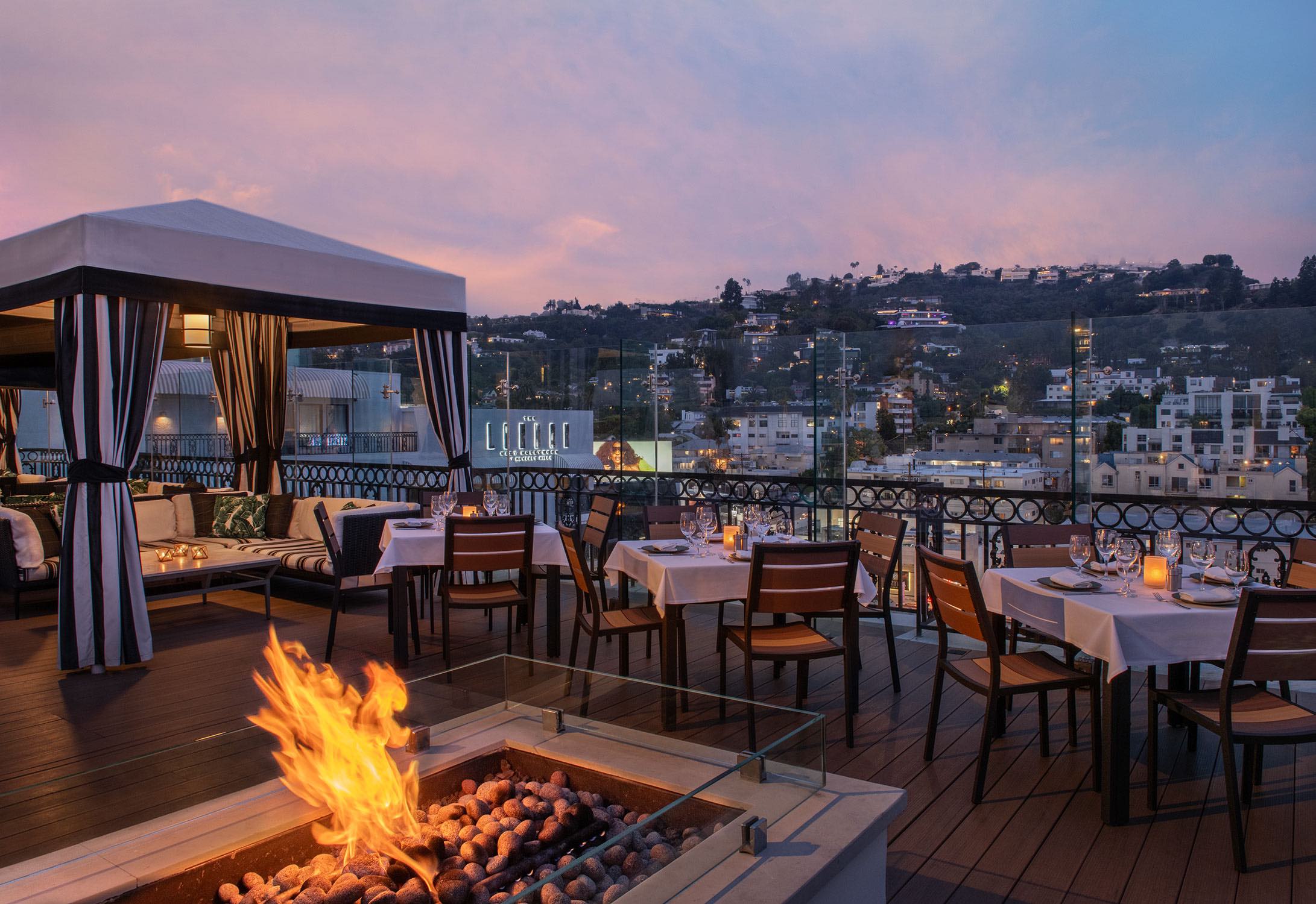 An image of Boxwood on the Roof, rooftop restaurant at The London West Hollywood at Beverly Hills.