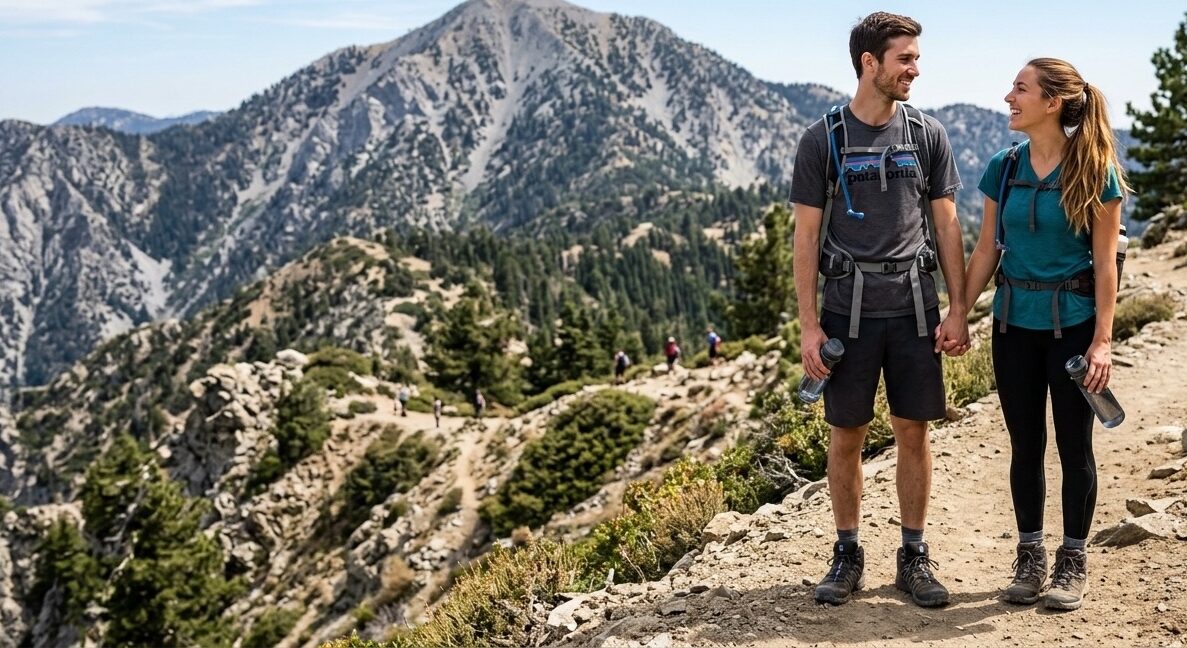 An image of a couple hiking at Mount Baldy.