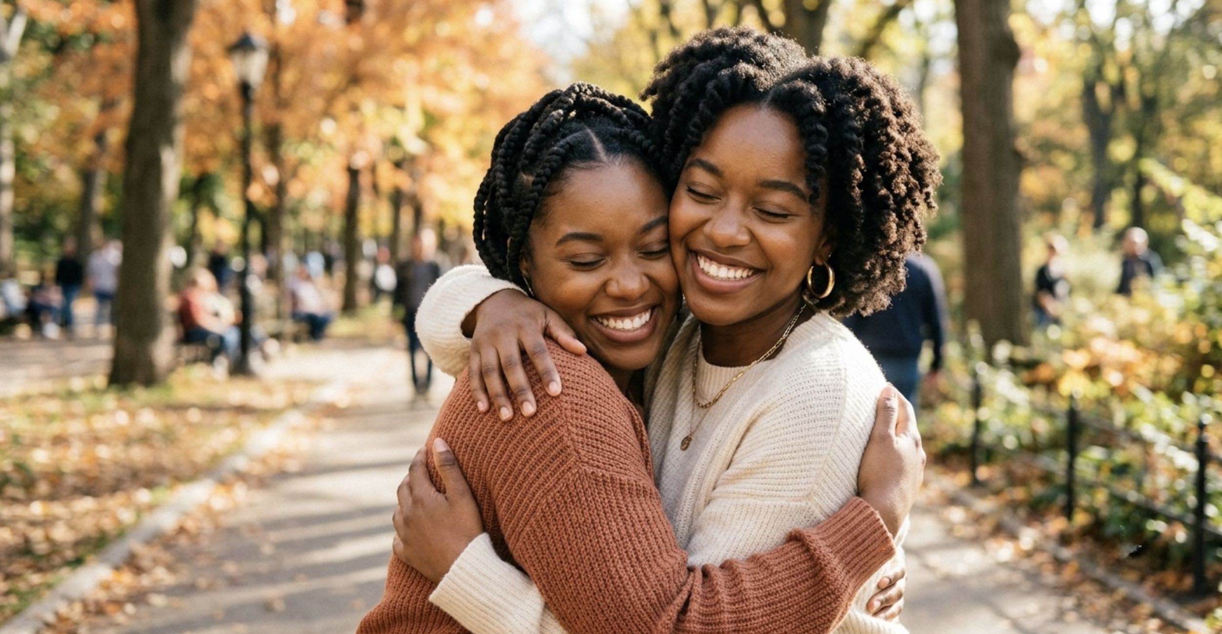 An image of two sisters hugging.