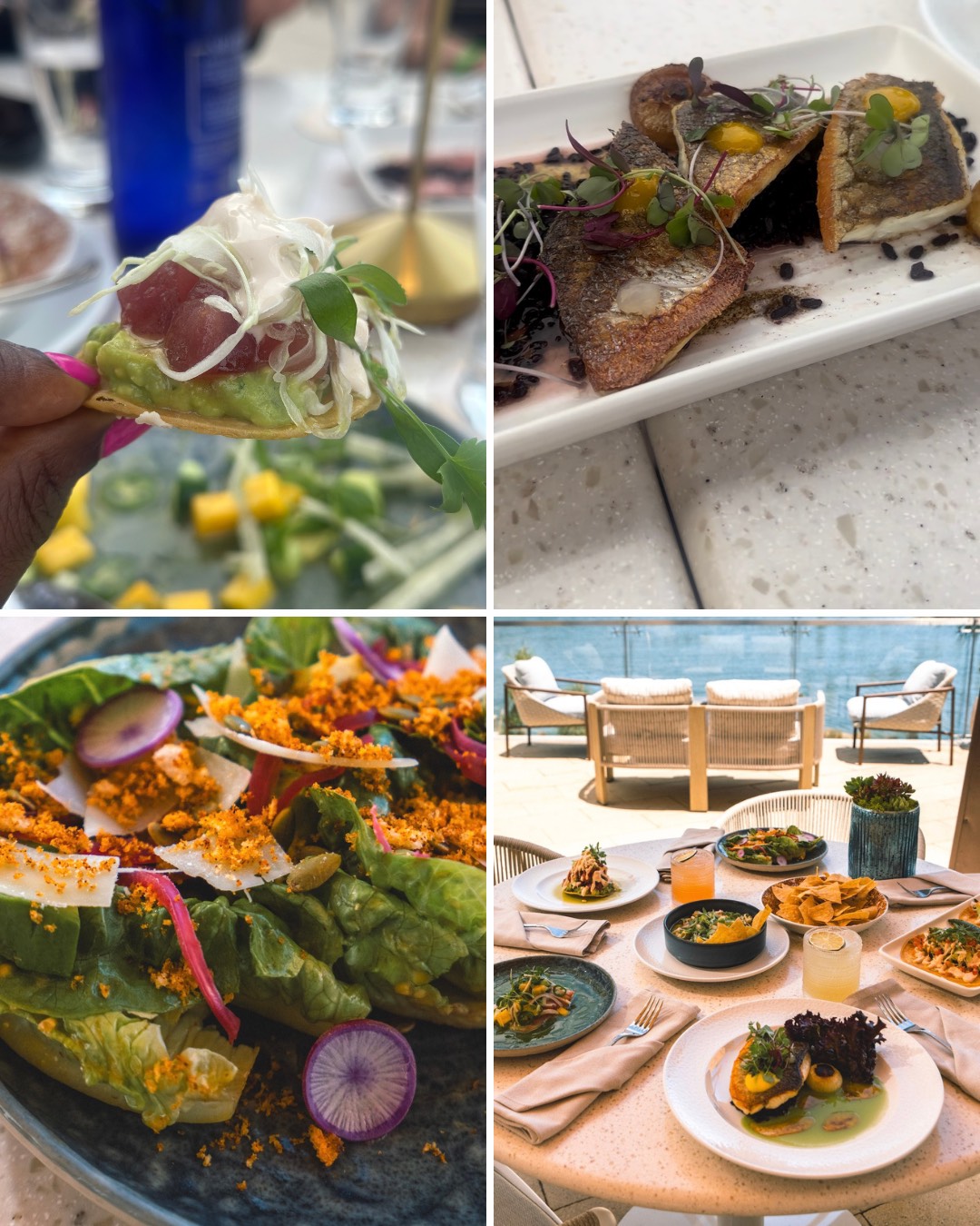 A collage of 4 images of the new menu at Fuego Long Beach.