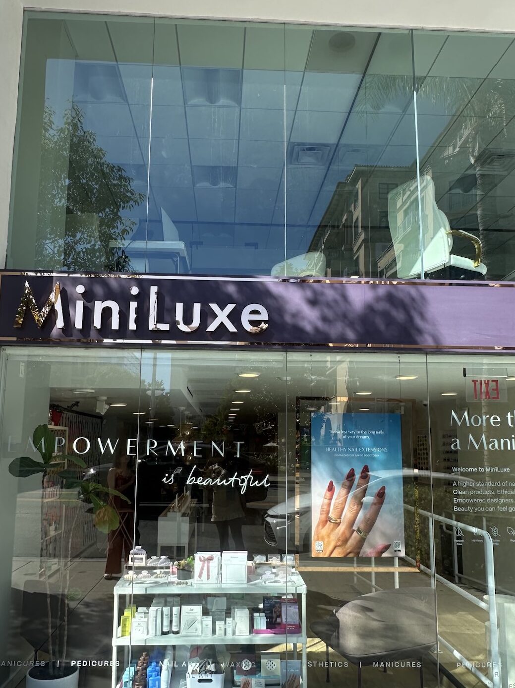 An image of the exterior of MiniLuxe nail salon in Beverly Hills.