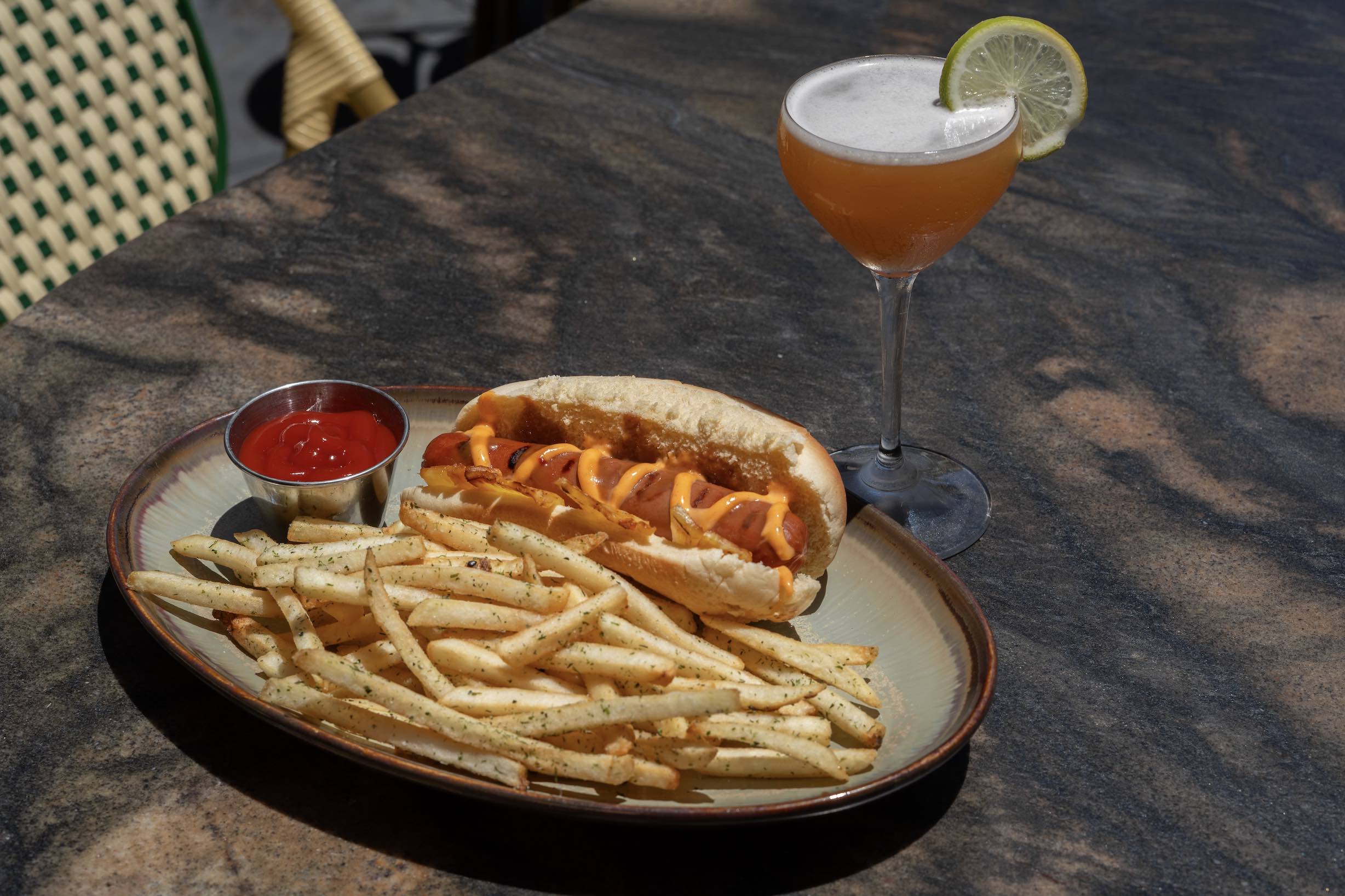An image of the Daiquiri and hot dog collab at Tiki Kai