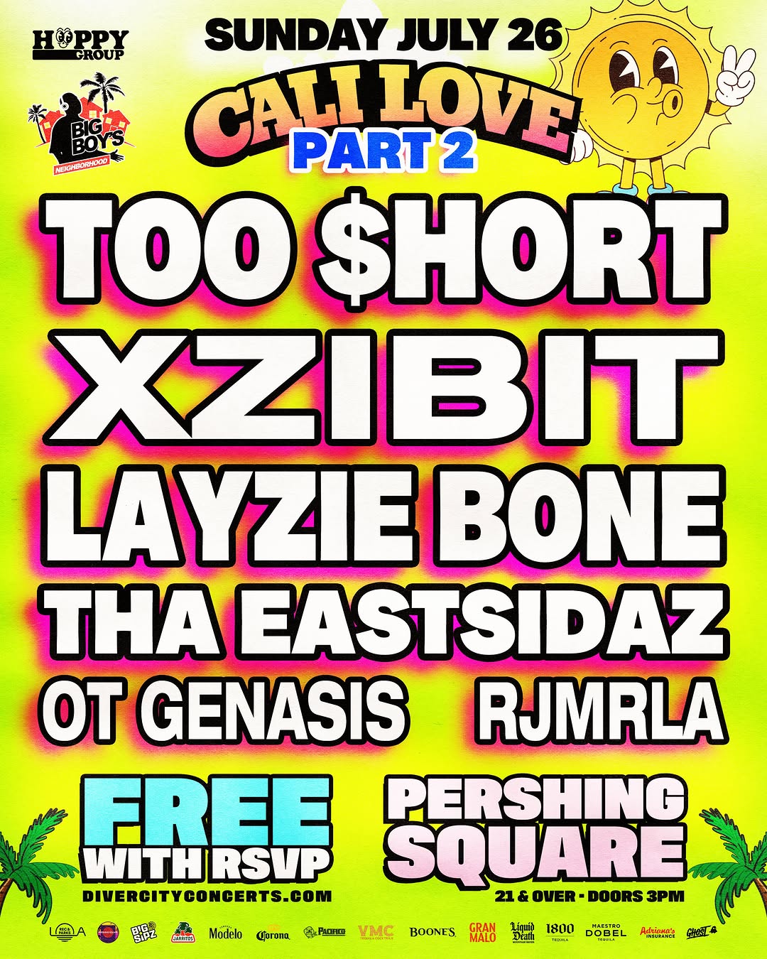 An image of the flyer for FREE EVENT! Too Short, Xzibit, Layzie Bone, RJMrLA & MORE!