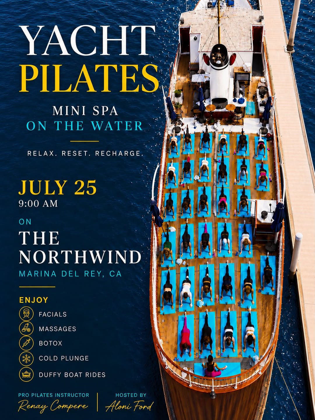 An image of the flyer for Yacht Pilates Mini Wellness Retreat