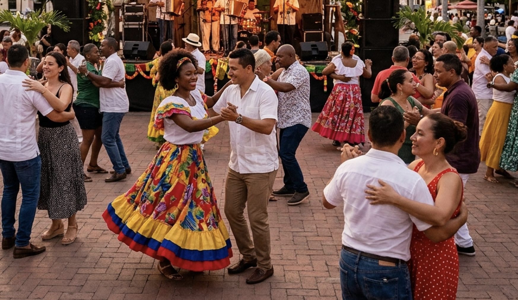 An image of people dancing the Cumbia