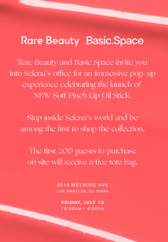 An image of the flyer for the Rare Beauty & Basic.Space Pop-Up