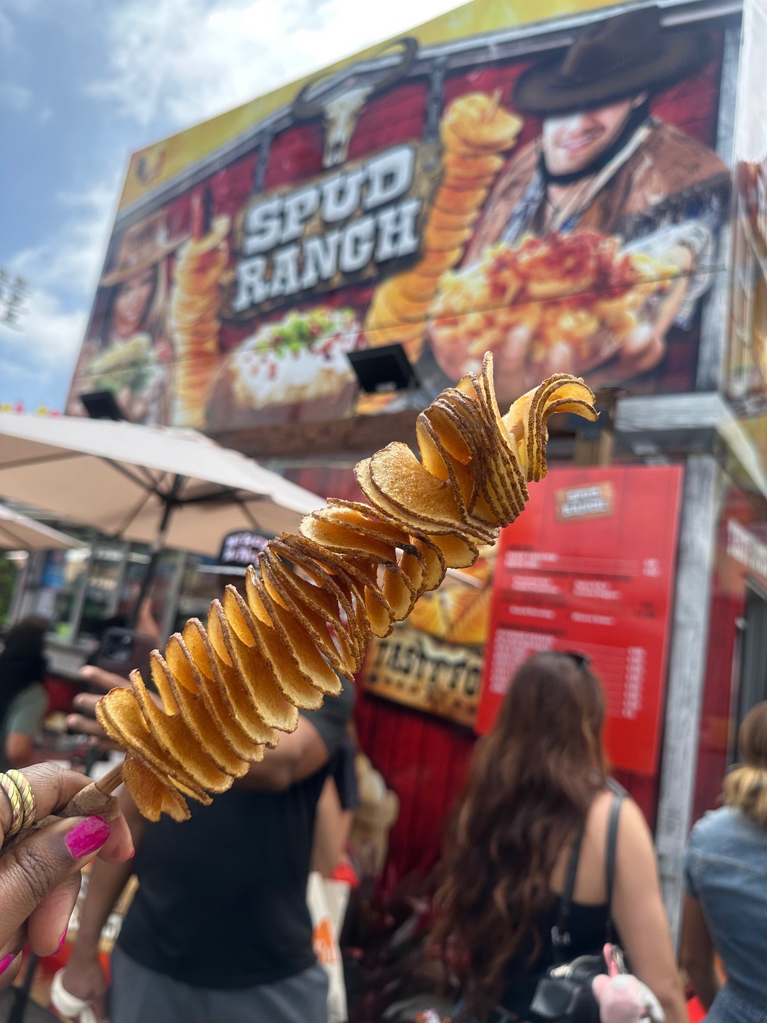 An image of the Tater Twister from the OC Fair.