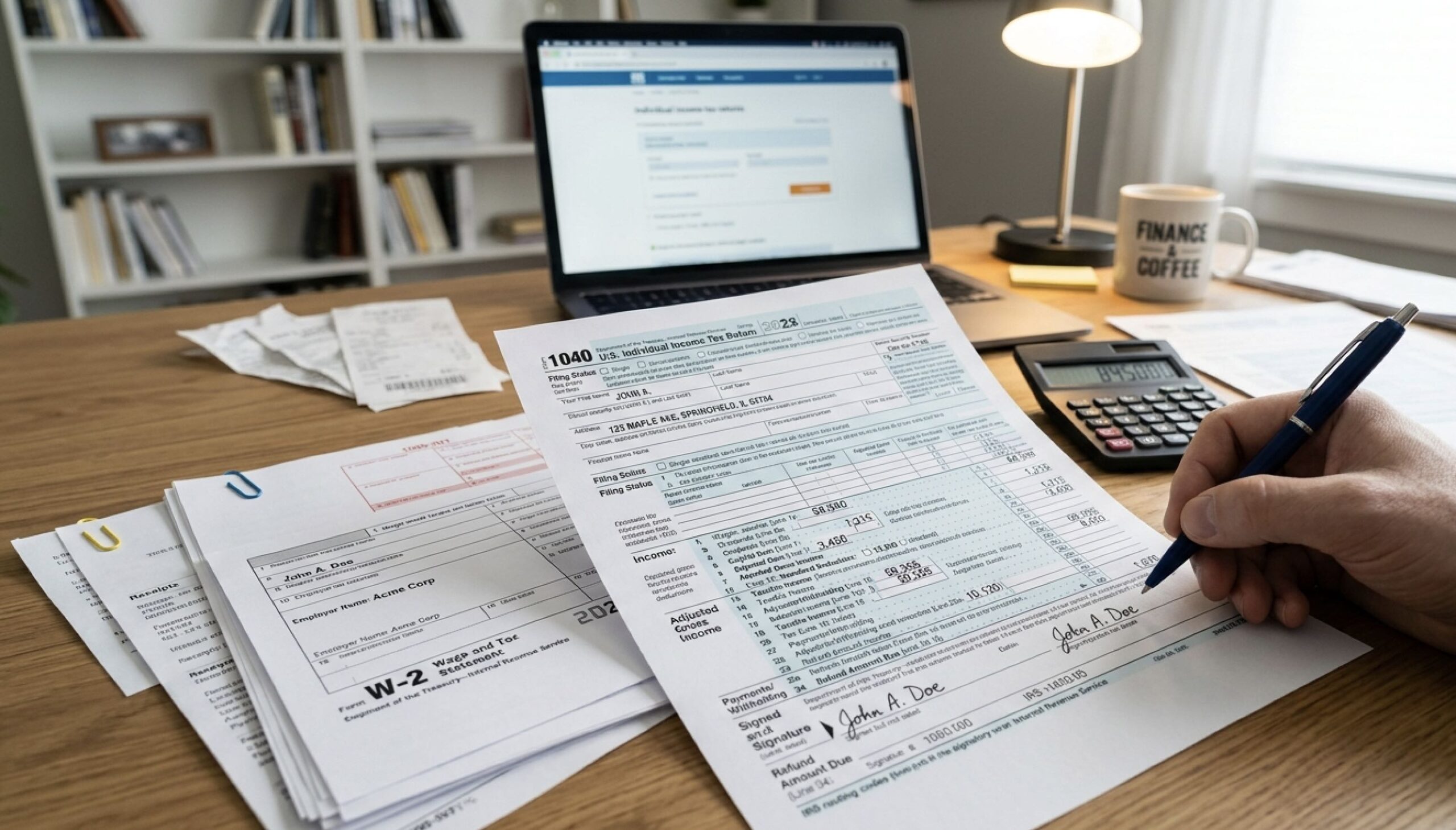 An image of someone doing their income taxes.
