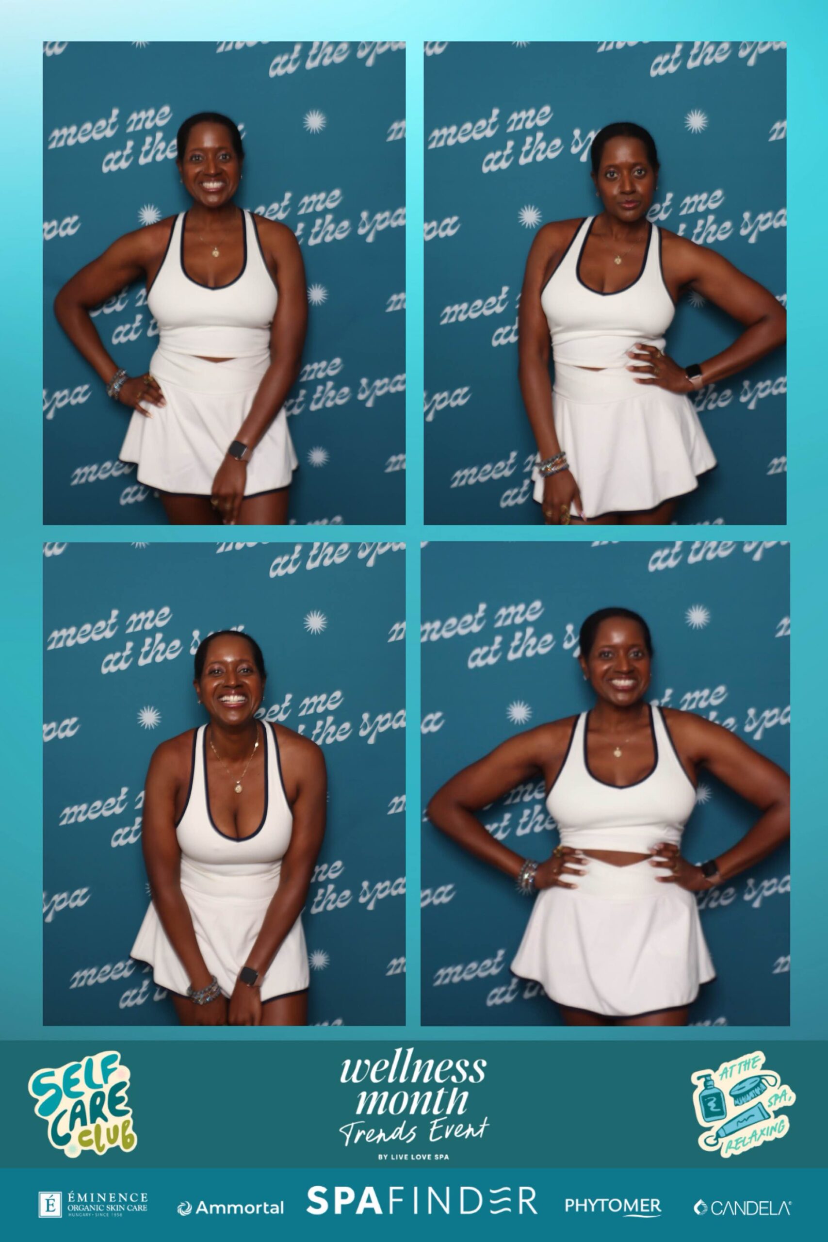 An image of a photo booth picture from Live Love Spa with lifestyle blogger Ariel Johns .